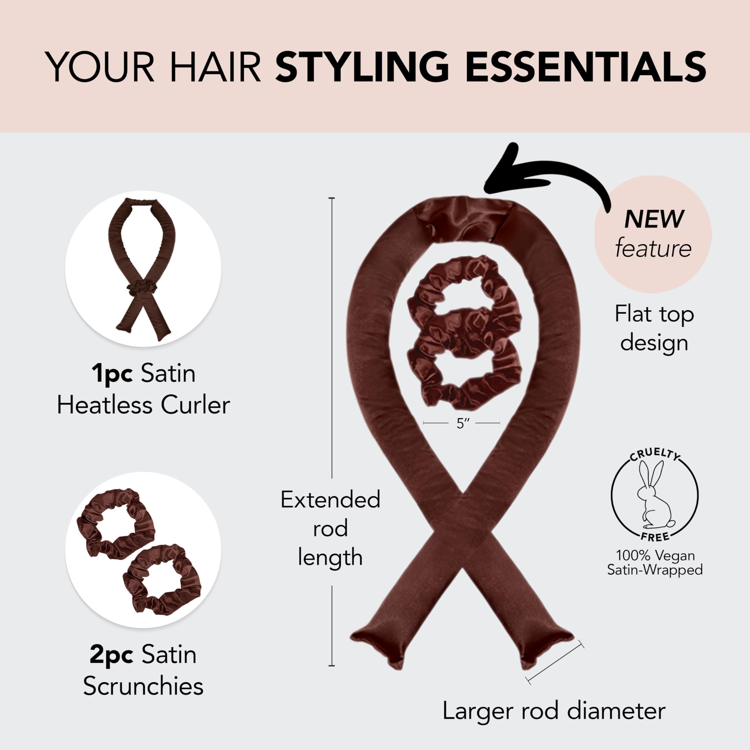 Kitsch XL Satin Heatless Hair Curler Set - Heatless Curls Overnight, Hair Rollers for Soft Curls & Frizz-Free Styling, No Heat C