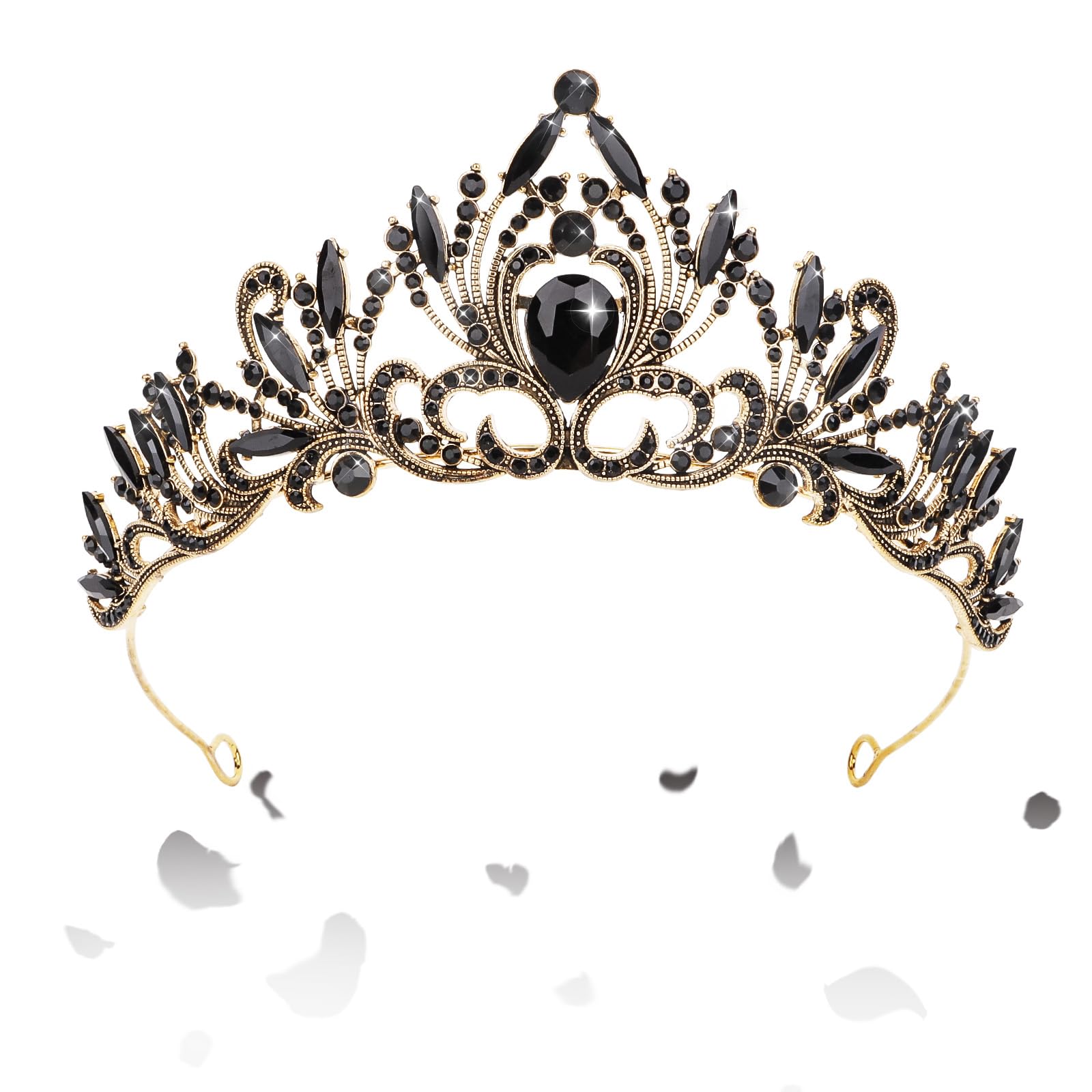 Black Crown, CIEHER Black Crowns for Women Girls Black Tiara Black Swan Costume Gothic Wedding Crown Halloween Costume Vampire A
