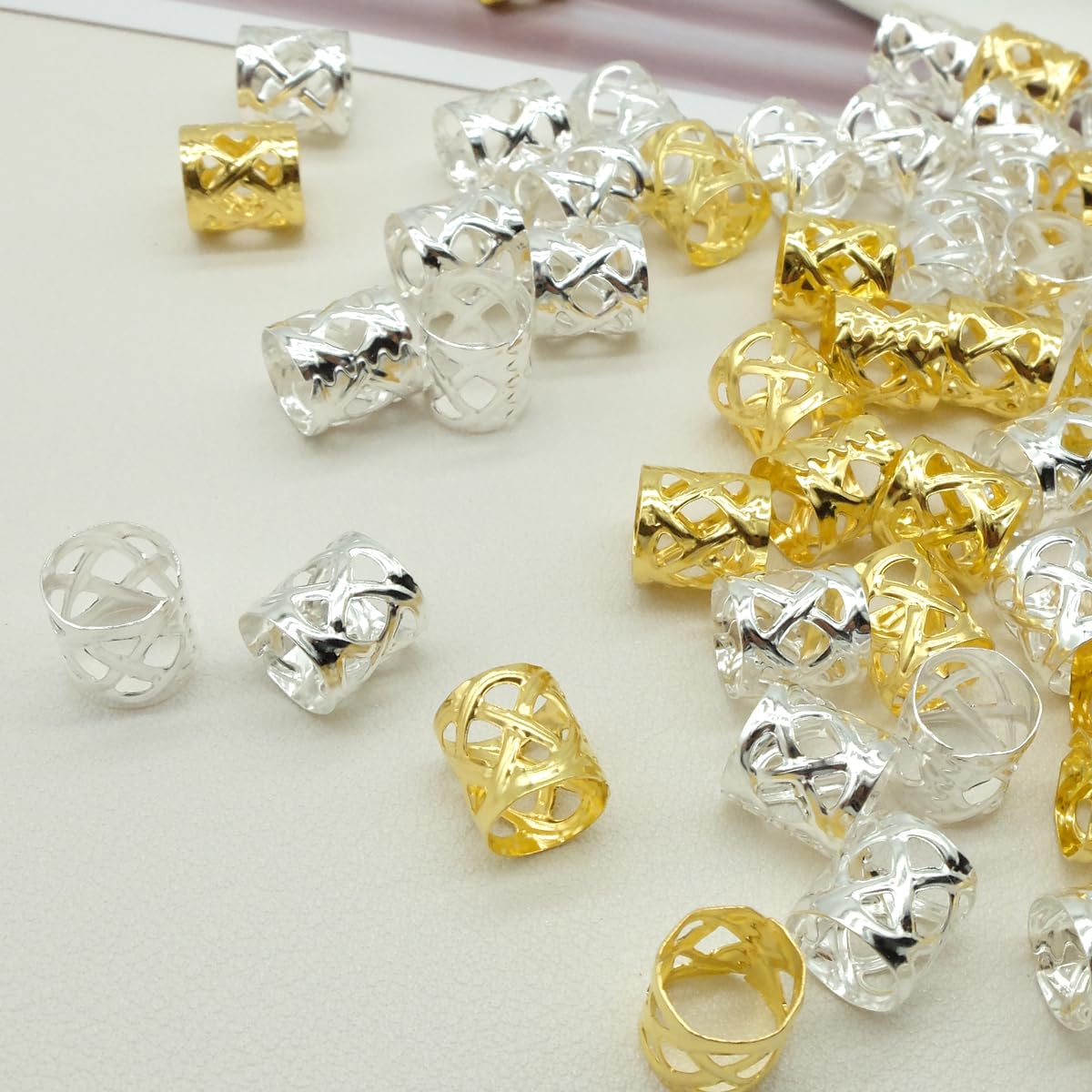 100Pcs Gold And Silver Dreadlock Accessories Hair Cuffs For Braids Loc Jewelry Rings Adjustable Hair Beads For Women And Girls