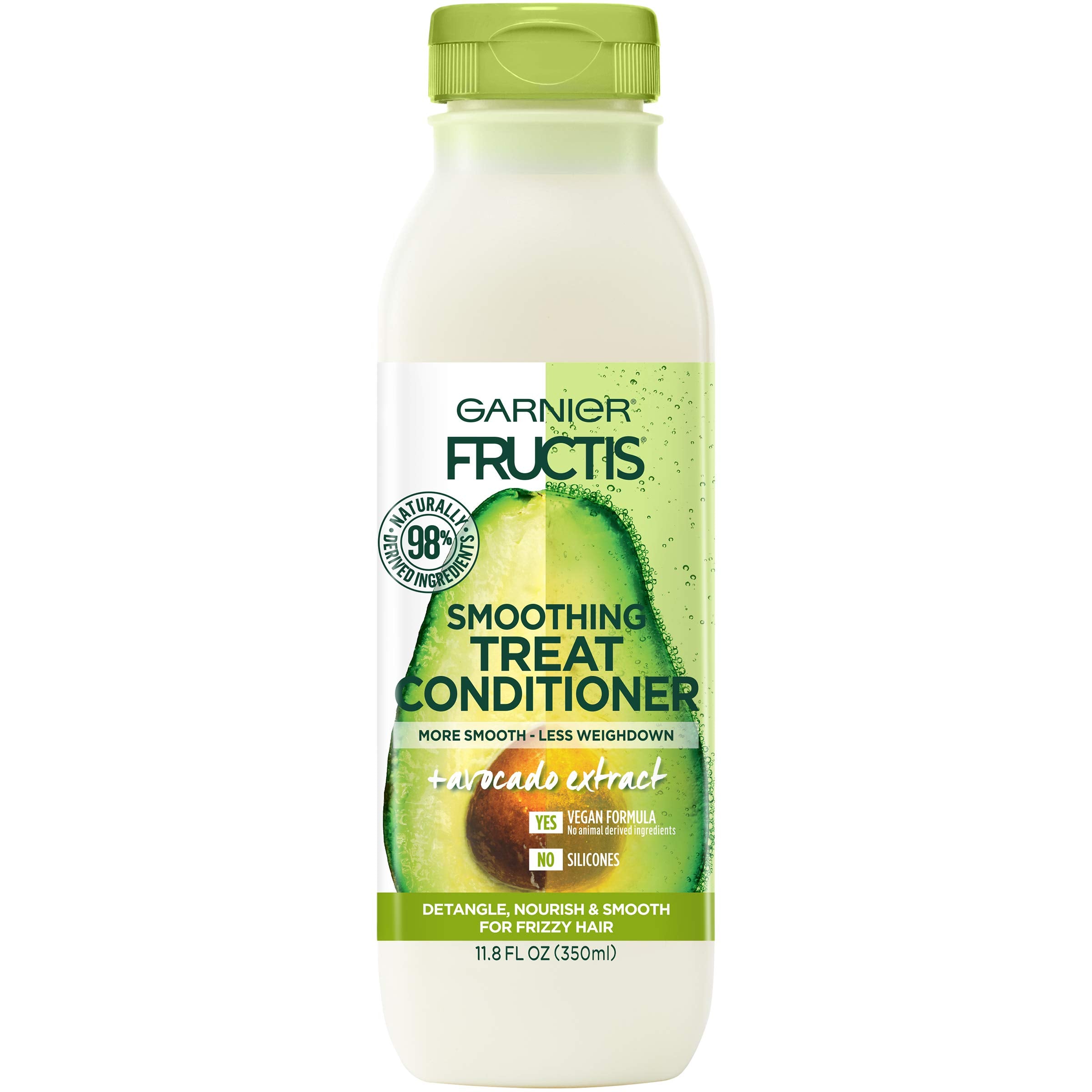 Garnier Fructis Smoothing Treat Conditioner, 98 Percent Naturally Derived Ingredients, Avocado, Nourish and Smooth for Frizzy Ha