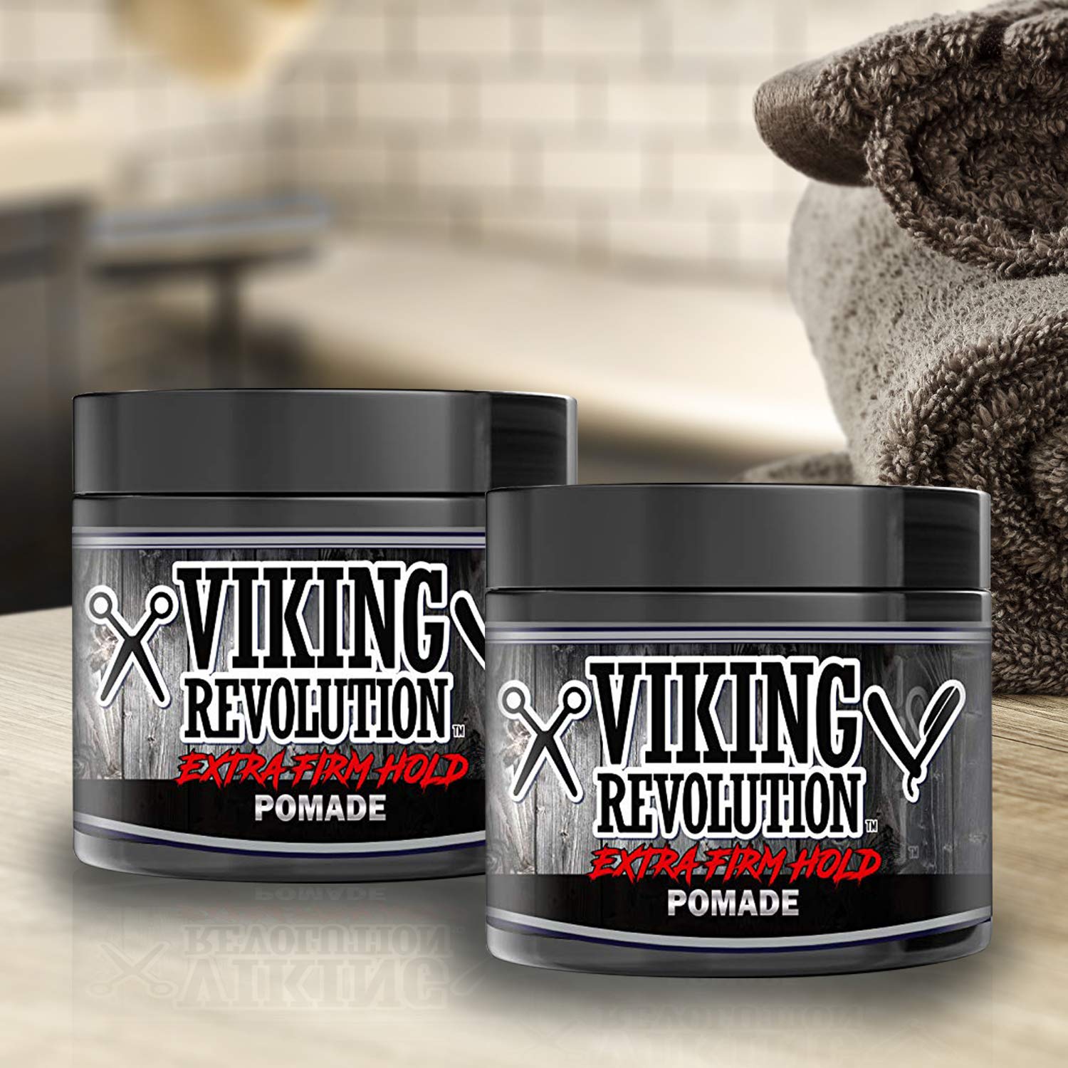 Viking Revolution Extreme Hold Pomade For Men - Style & Finish Your Hair (2 Pack)