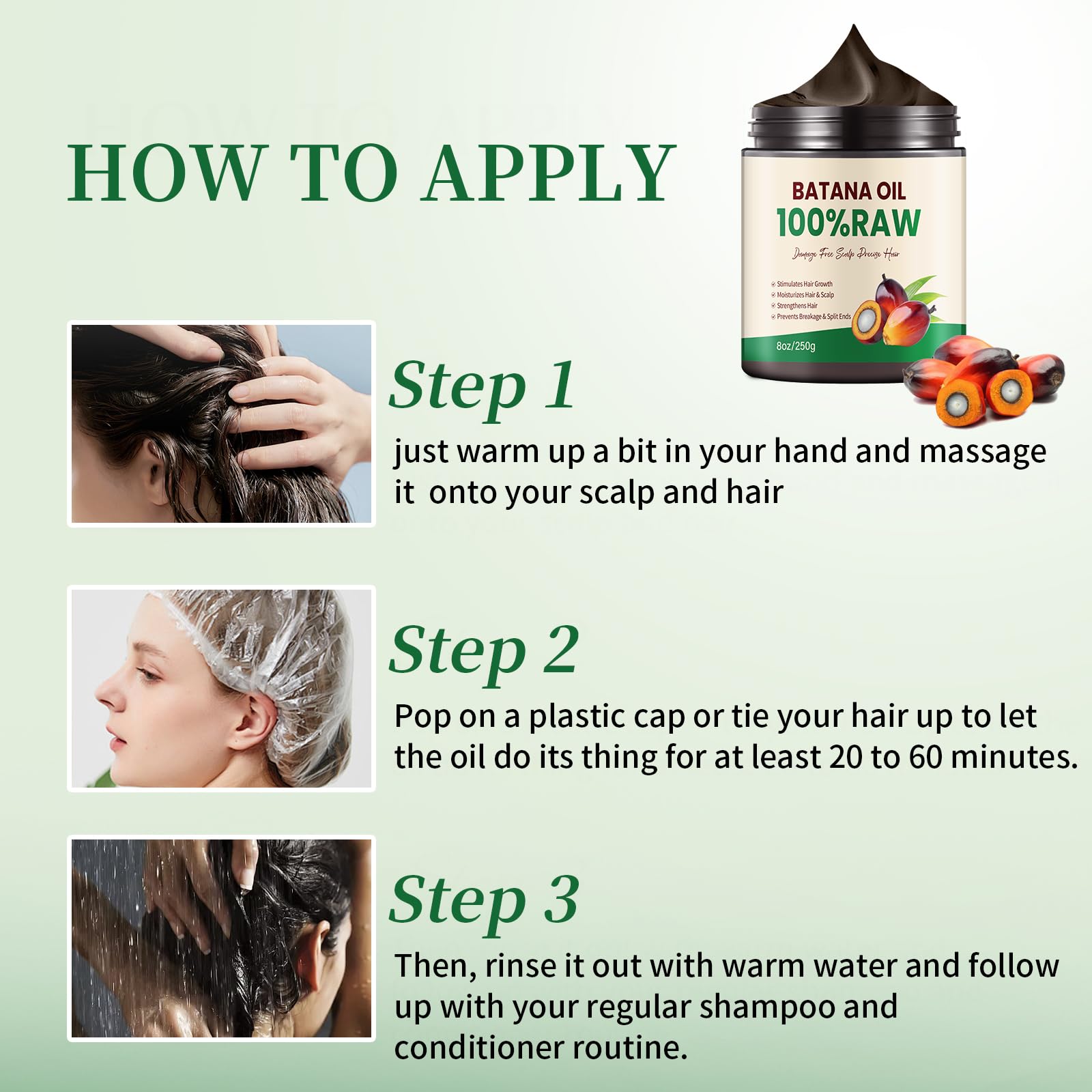 Batana Hair For Growth Oil 8Oz Pure Cold Pressed Formula Regrowth Hair Oil 100% Raw Batana Oil Hair Treatment Oils Hair Mask Con
