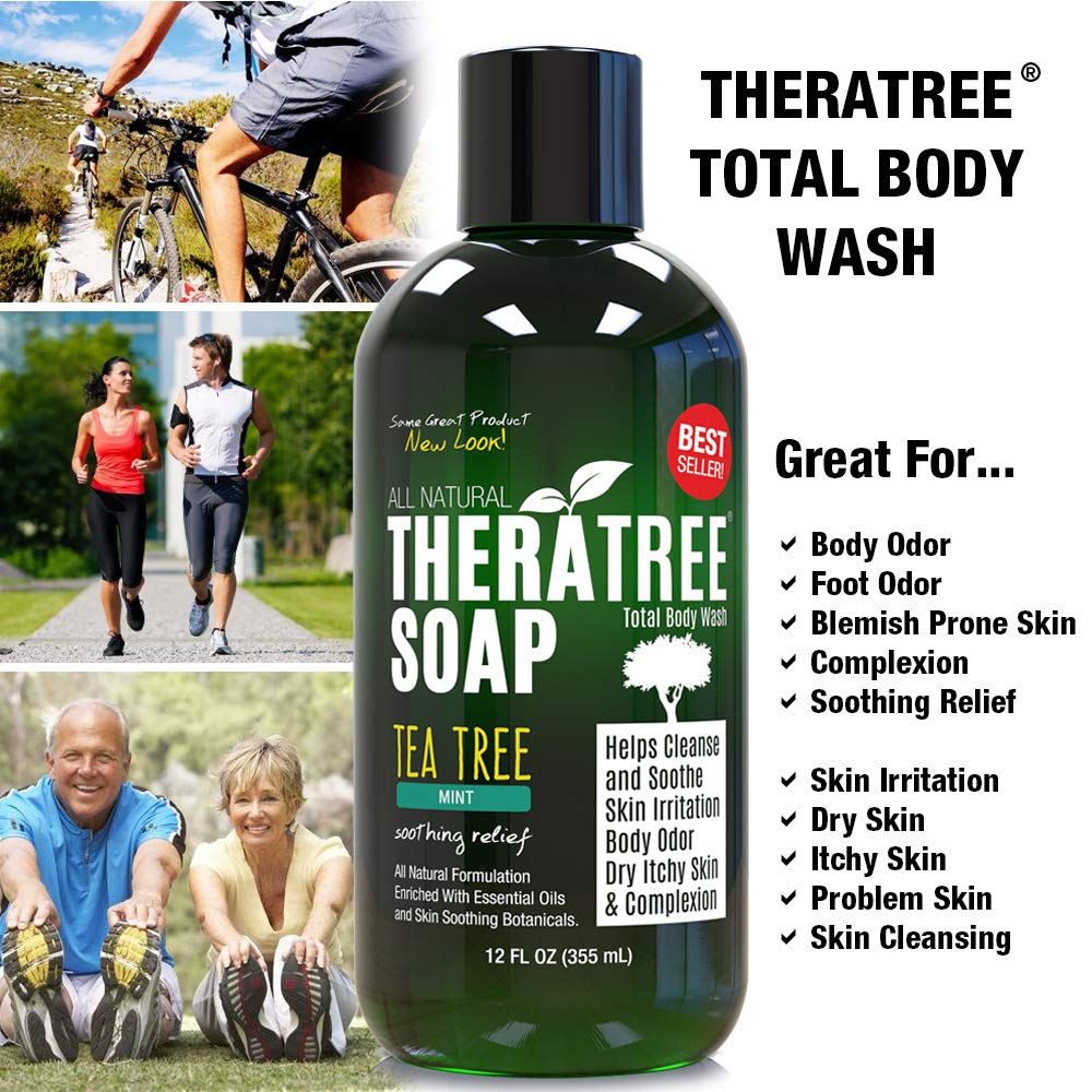 Oleavine TheraTree Tea Tree Oil Soap with Neem Oil - 12oz - Soothes Skin Irritation & Odor, Restores Complexion