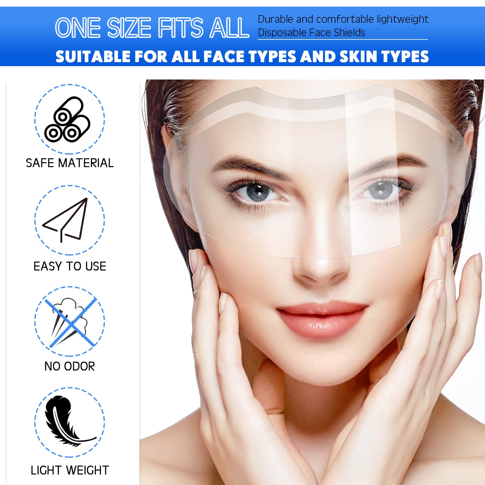 300 Pcs Makeup Shower Face Visors Permanent Microblading Supplies Disposable Plastic Shower Visor Clear Face Cover Water Visors