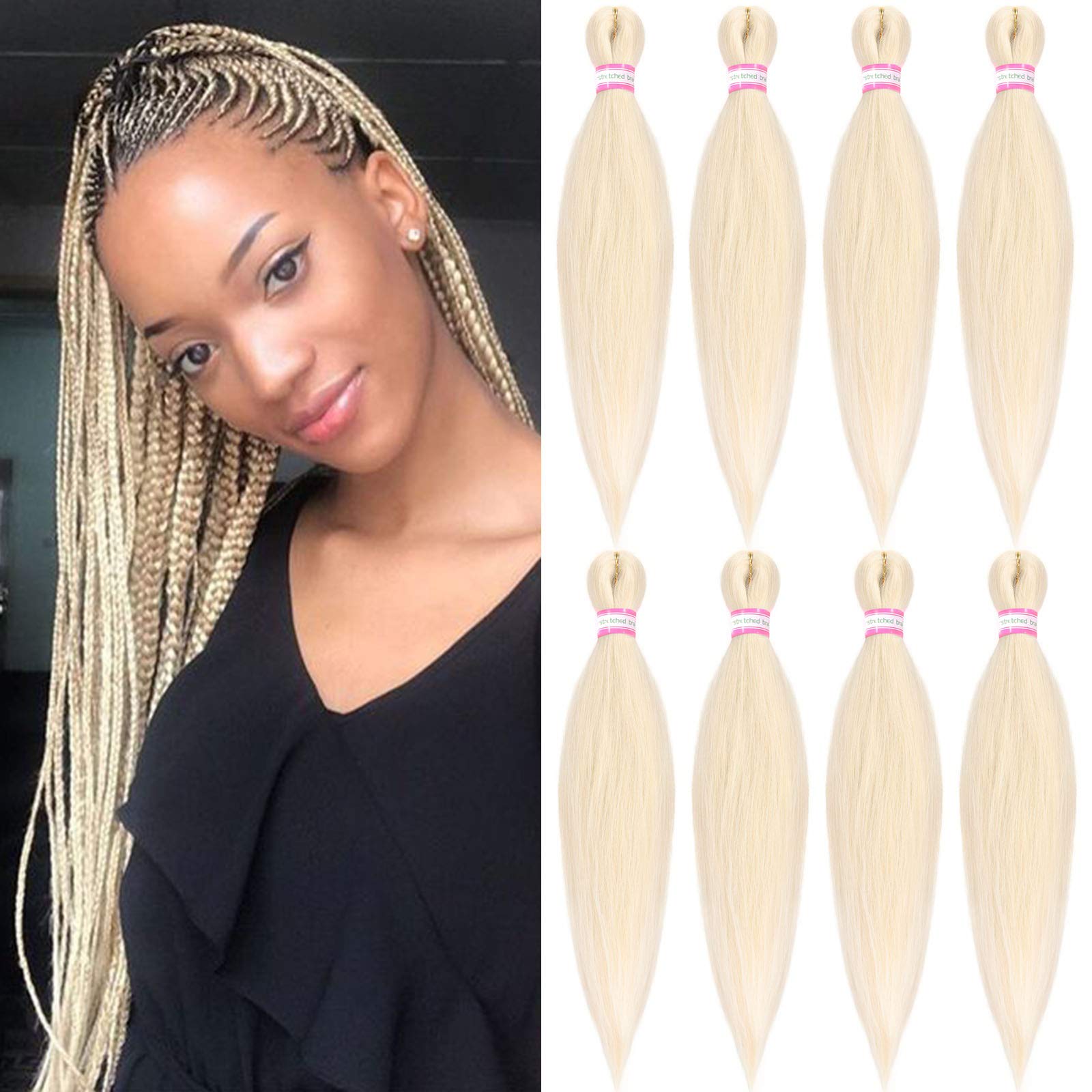 Blonde Braiding Hair Pre Stretched 20 Inch 8 Packs Braiding Hair Extensions For Crochet Box Braids Twists Locs Hair Itch Free So