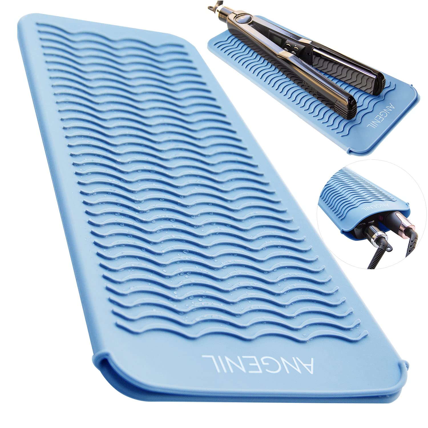 ANGENIL Heat Resistant Silicone Mat Pad Pouch For Travel Curling Iron Wand, Tourmaline Titanium Ceramic Portable Flat Iron, Hair