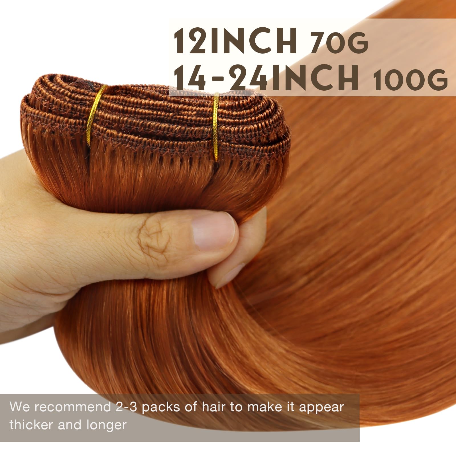 Sunny 22Inch Weft Hair Extensions Human Hair Copper Sew In Hair Extensions Real Human Hair Long Hair Weft Extensions Copper Sew