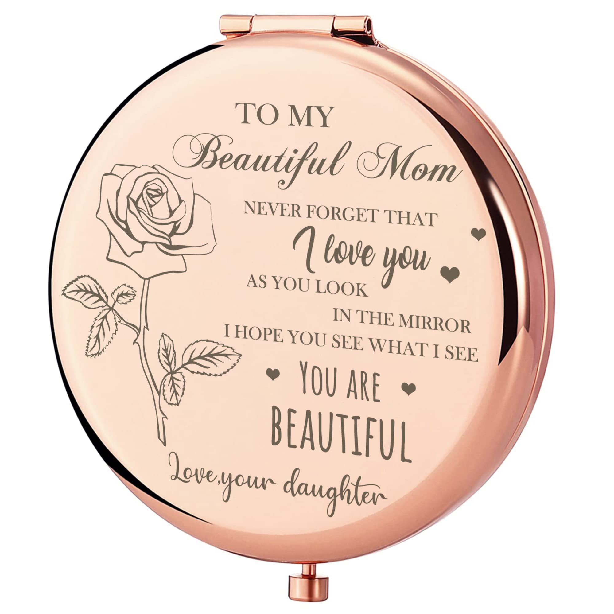 GAOLZIUY Compact Mirror Gifts for Mom from Daughter, Rose Gold Compact Mirror for Mother, Birthday Gifts for Moms Women from Dau