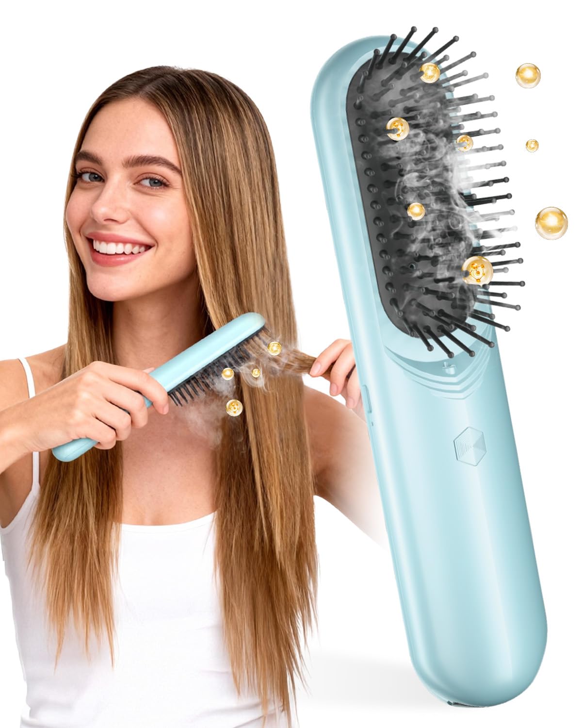 BONNET QUEEN Multifunction Electric Mist Hair Brush for Curly Hair, Hair Oil Applicator & Scalp Massager, Deep Conditioning, Fri