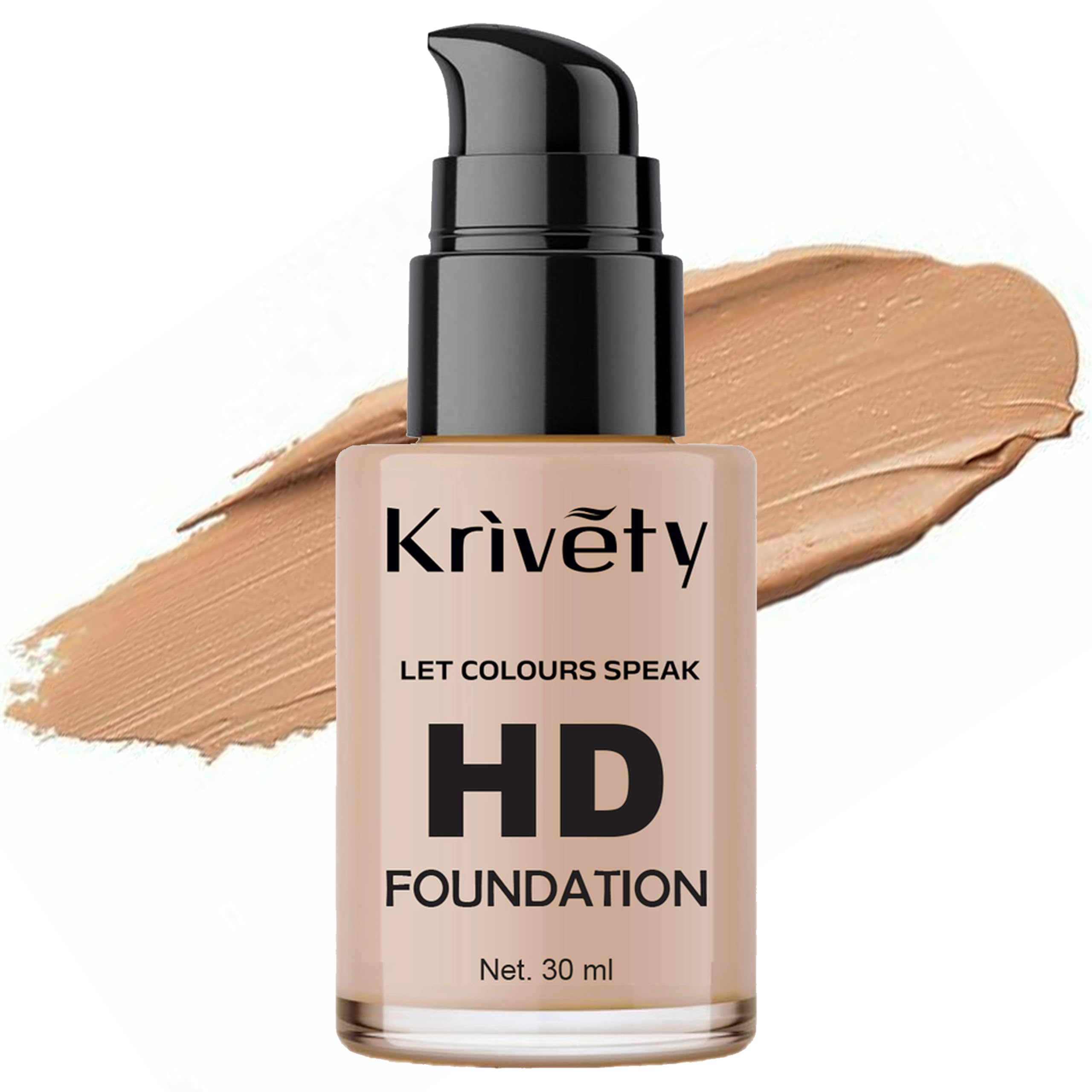 Krivety Foundation, Dewy Finish, Lightweight, Waterproof, With Vitamin E For Nourishing Skin & Oil Control,Natural Marble, 30Ml