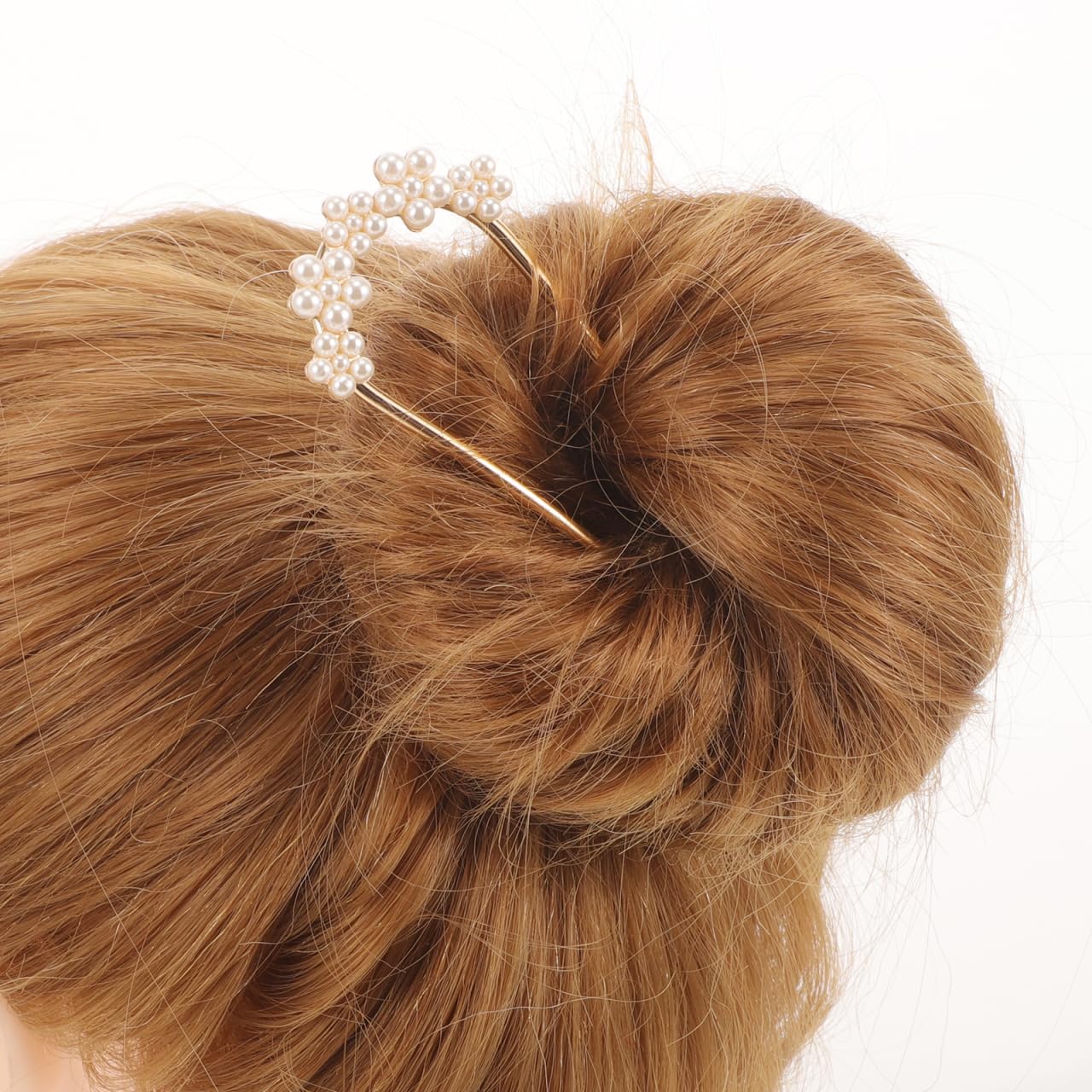 MERRYHAPY U Shape Hair Fork French Pearl Hair Pin Rhinestone Hair Bun Accessories for Women Bridal