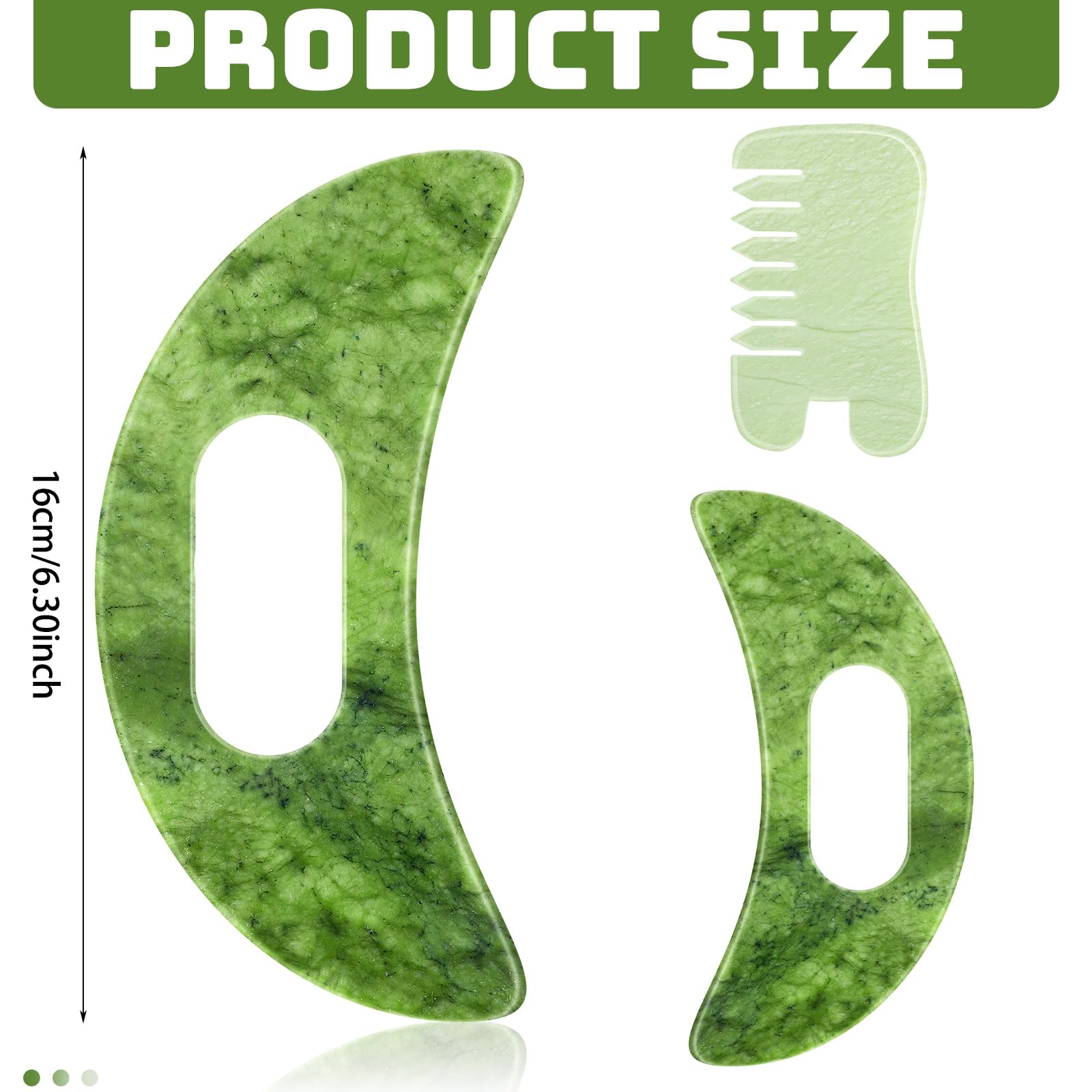 BBTO 2 Pcs Jade Comb for Scalp Massage Gua sha Comb for Head Body spa Hair Multifunctional Handheld Massage Tools(Fashion, Class