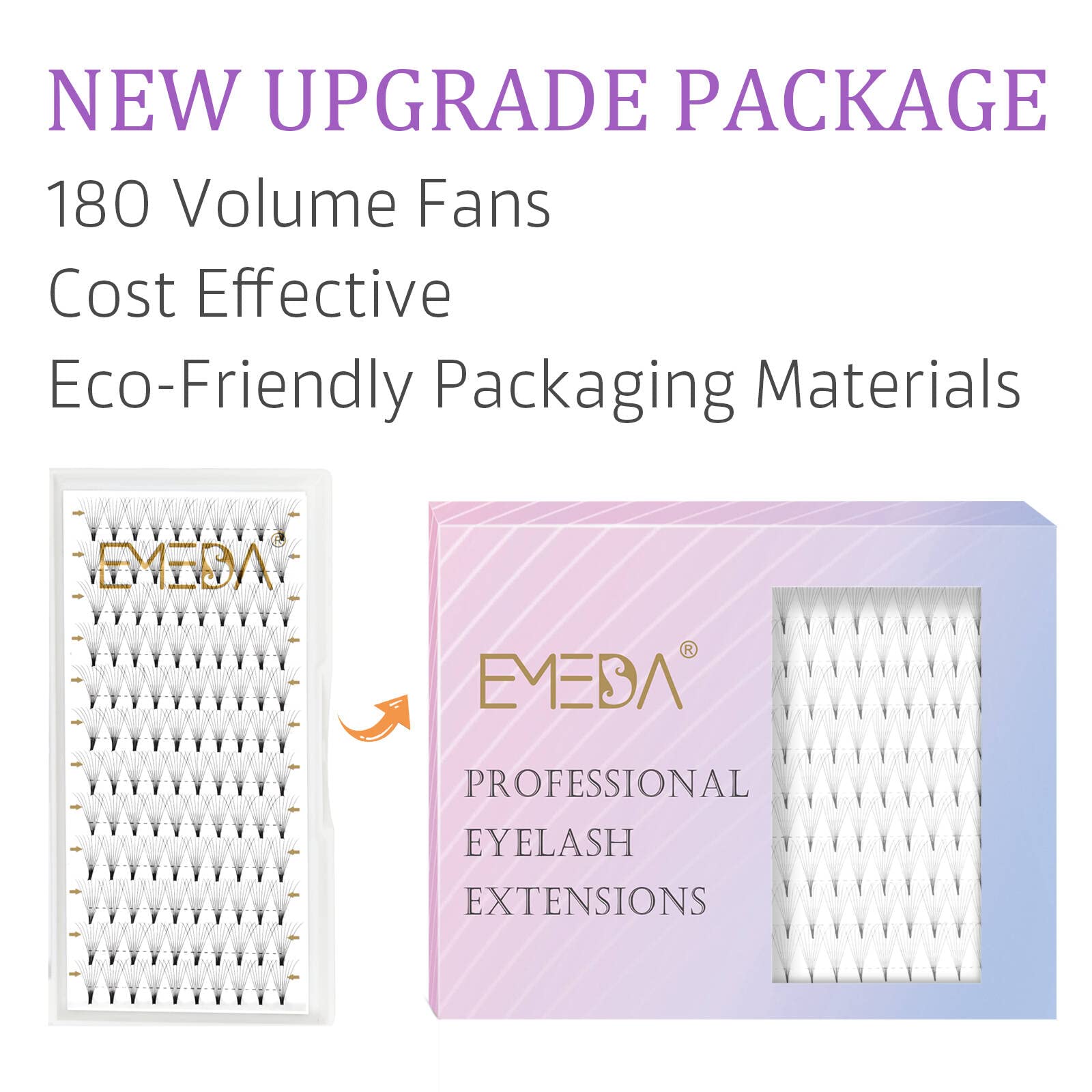 Emeda 180 Fans Premade Fans Eyelash Extensions Thin Base 8D Stable D Curl Pointy Base Premade Lash Extensions Fans Pre Fanned Vo