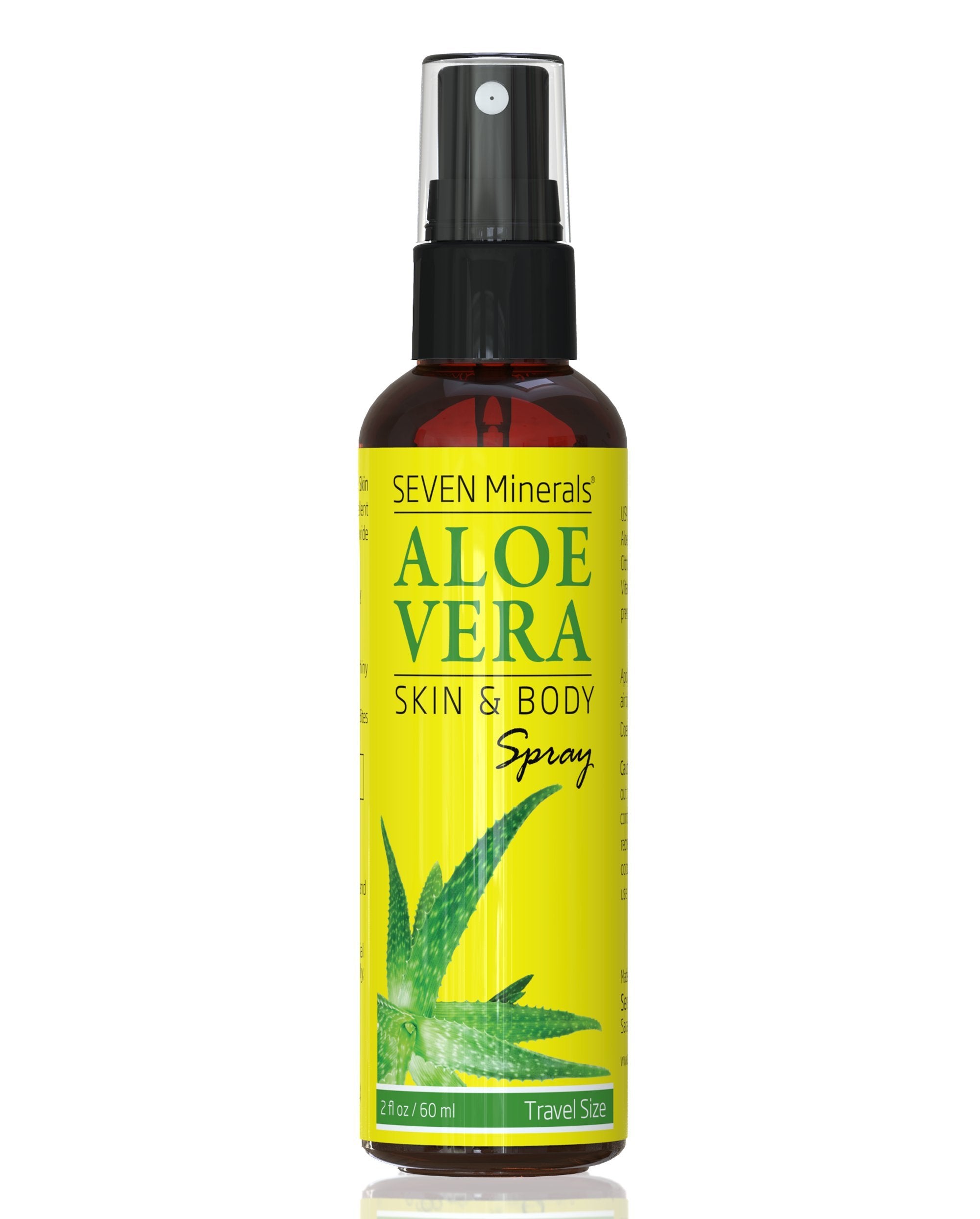 Seven Minerals Travel Size Organic Aloe Vera Spray with 100% Pure Aloe From Freshly Cut Aloe Plant, Not Powder - No Xanthan,So I