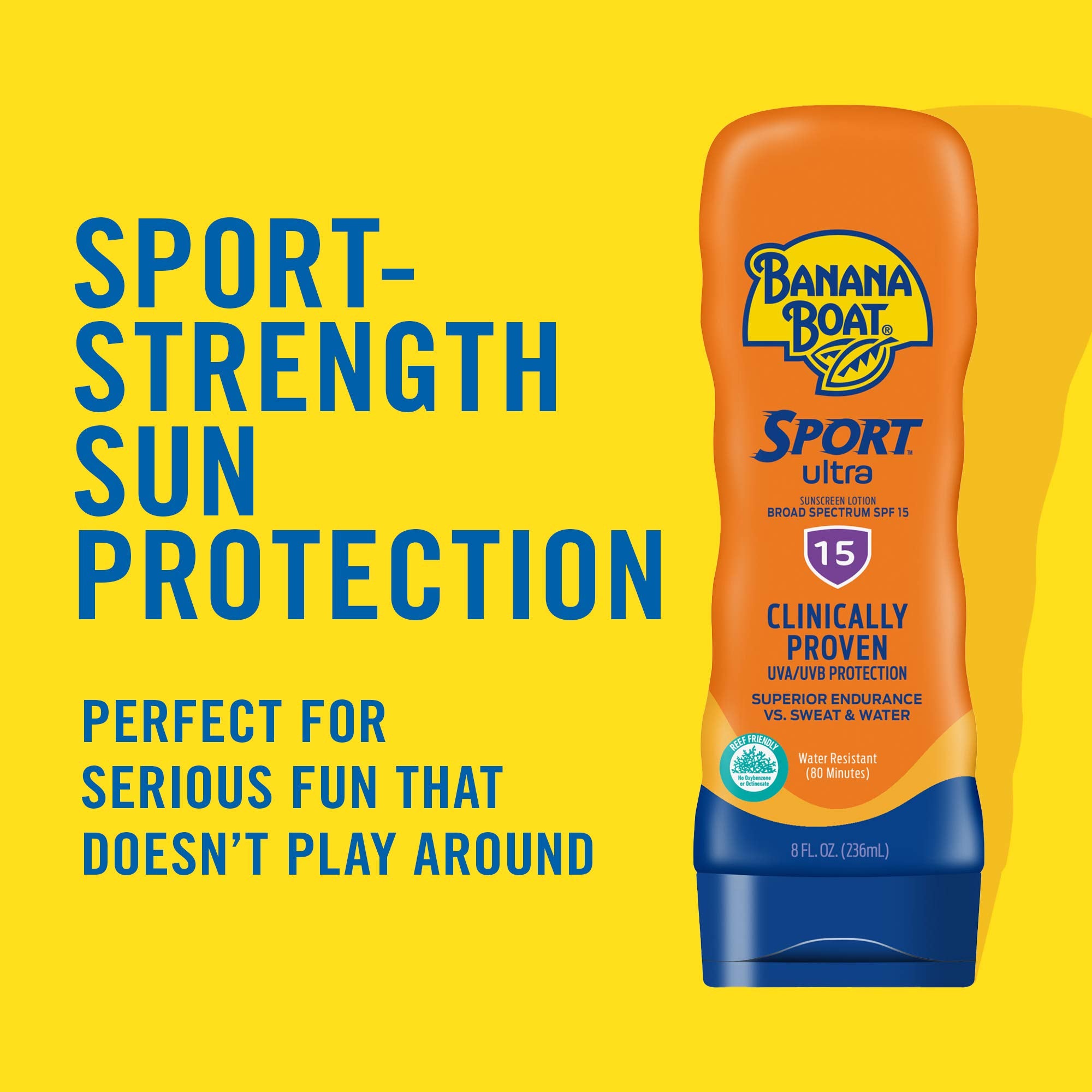 Banana Boat Sport Ultra, Reef Friendly, Broad Spectrum Sunscreen Lotion, Spf 15, 8Oz. - Twin Pack