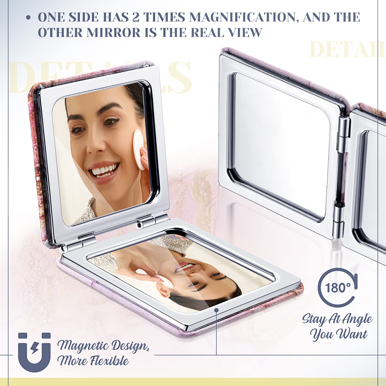 Cindeer Compact Mirror Bulk Small Purse Mirror Portable Pocket Hand Mirror Double Sided Magnifying Makeup Mirror Square With 2X