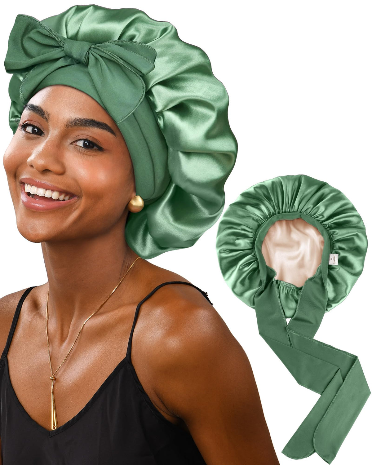 Yanibest Large Jumbo Satin Hair Bonnets For Sleeping Double Layer Satin Lined Shower Cap For Women Men Cap For Curly Natural Hai