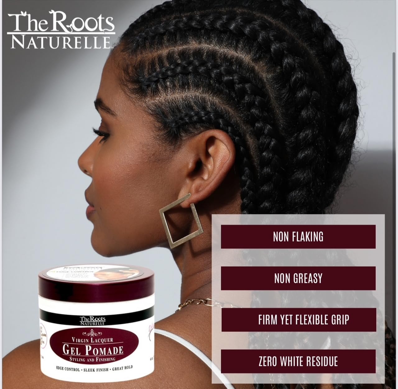 The Roots Naturelle Virgin Lacquer Gel Pomade For Edge Control (8 oz Jar)