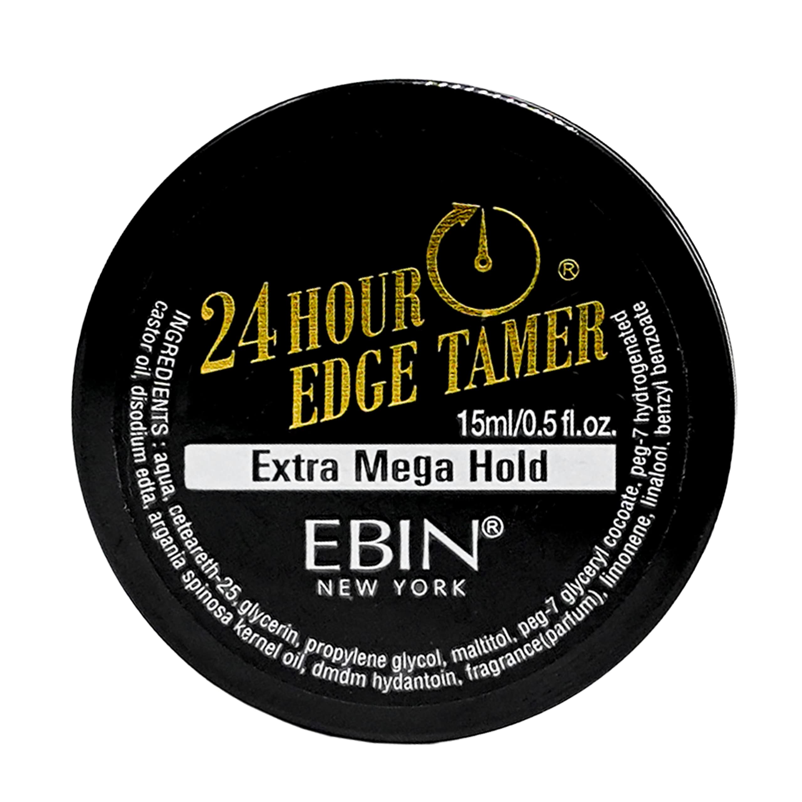 EBIN NEW YORK 24 Hour Edge Tamer Extra Mega Hold 0.5oz - No Flaking, No White Residue, Shine, Moisture and Prevent Breakage with