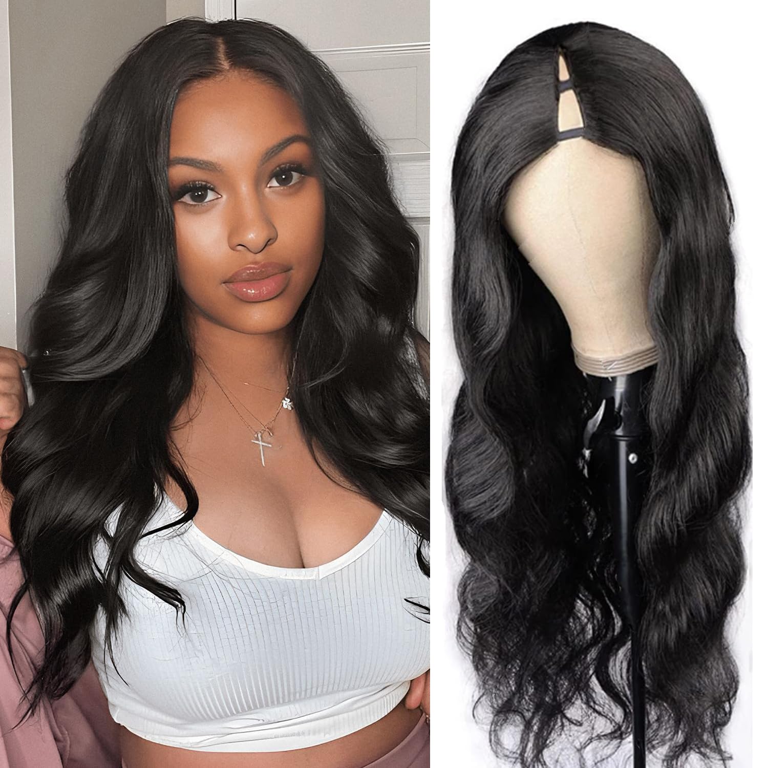 V Part Wig Human Hair Body Wave for Black Women Wigs Human Hair Glueless Wear and Go U Part Human Hair Wig 100% Body Wave Human 