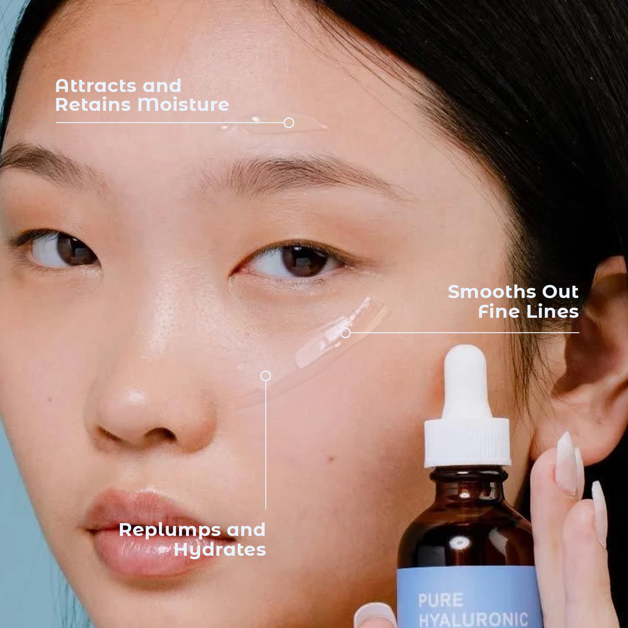 Hyaluronic Acid Serum For Skin 100% Pure Anti Aging Serum Intense Hydration Moisture Non Greasy Paraben Free, Wrinkle Reducing A