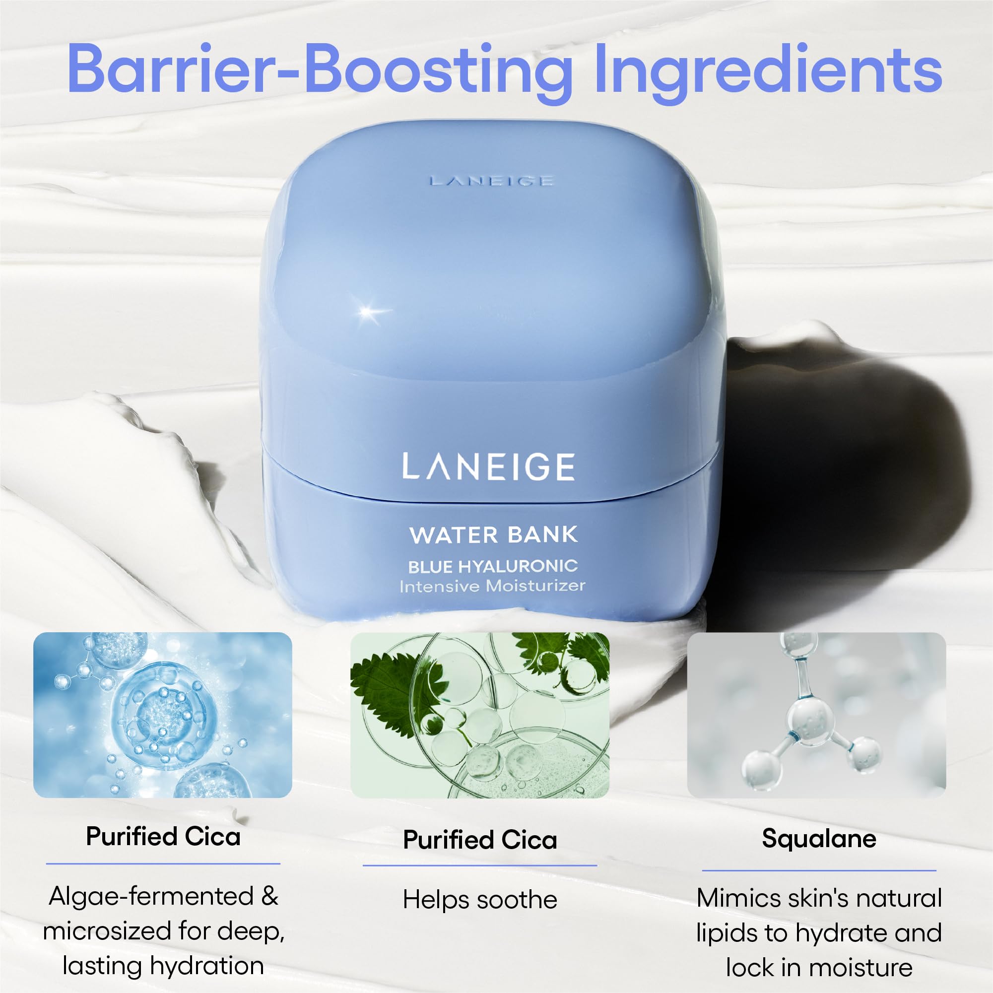 Laneige Water Bank Blue Hyaluronic Intensive Moisturizer: Peptides, Squalane, Hydration, Improve Elasticity, Fortify Skin'S Mois