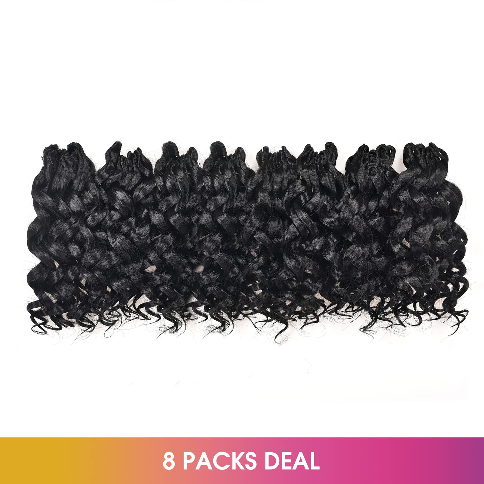 Toyotress Beach Curl Crochet Hair - 10 Inch 8 Packs Natural Black Ocean Wave Crochet Hair, Short Curly Water Wave Deep Twist For