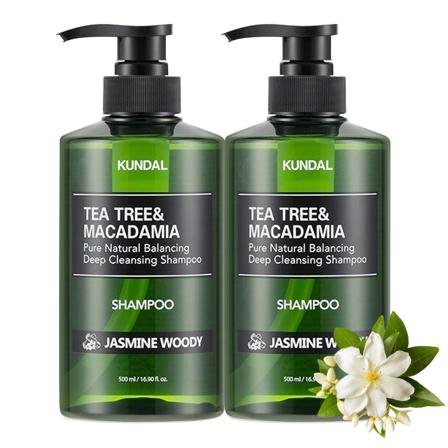 Kundal Tea Tree Edition Deep Cleansing Scalp Hair Shampoo [Jasmine Woody] Purifying, Plant Based Ingredients, Extract. 1,000Ml(5