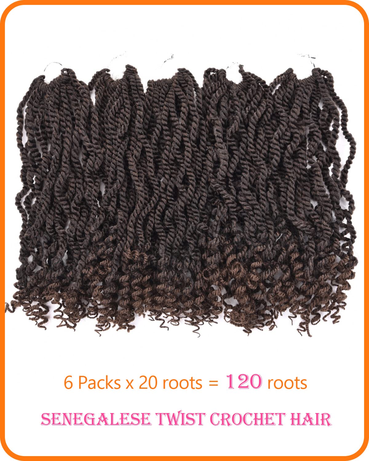 TOZIKA 6 Packs Wavy Senegalese Twist Crochet Hair 12 Inch Synthetic Braids, T30# Color
