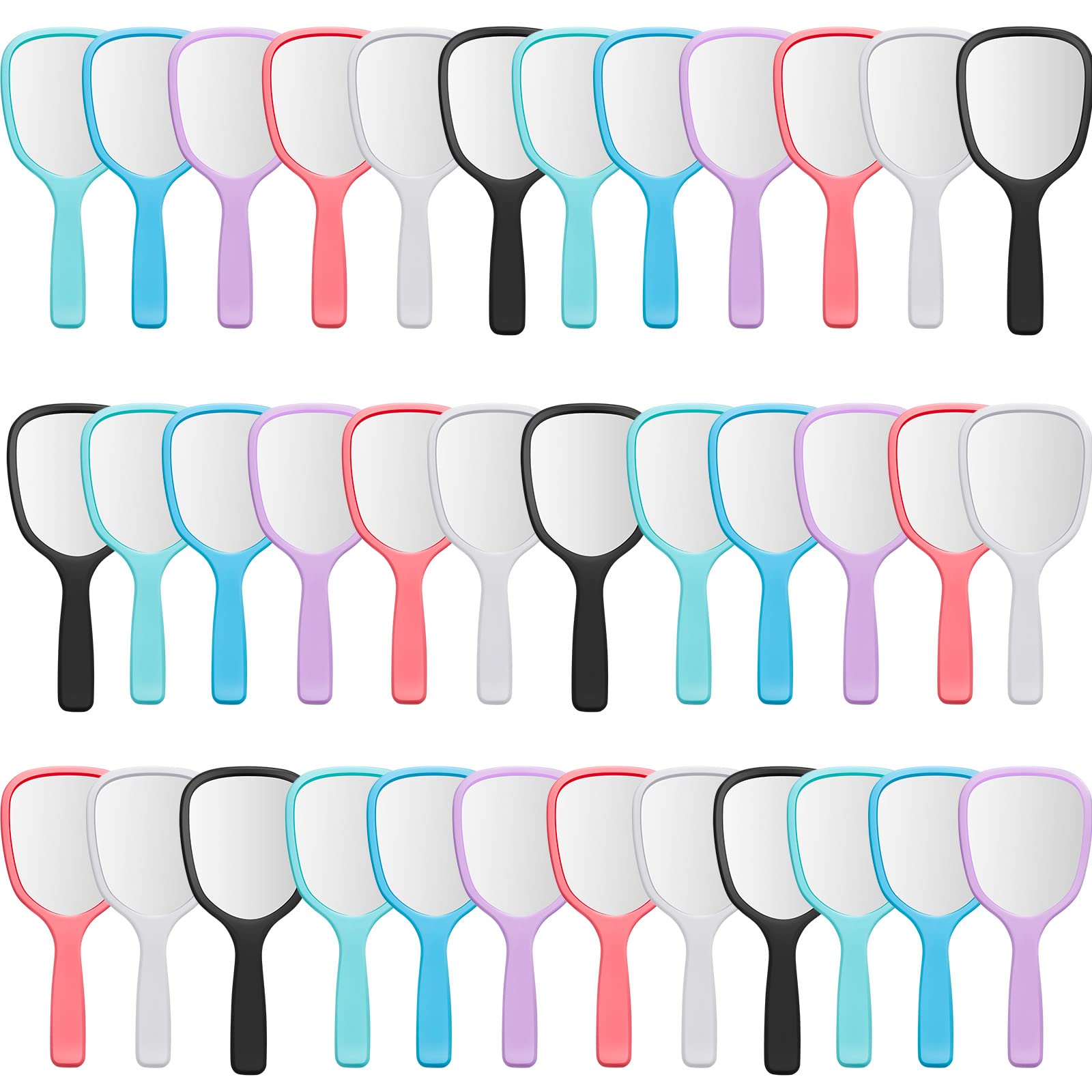 Vinsot 36 Pcs Handheld Mirror Bulk Small Hand Mirrors with Handle Plastic Portable Daily Makeup Tools for Home Travel Camping Da