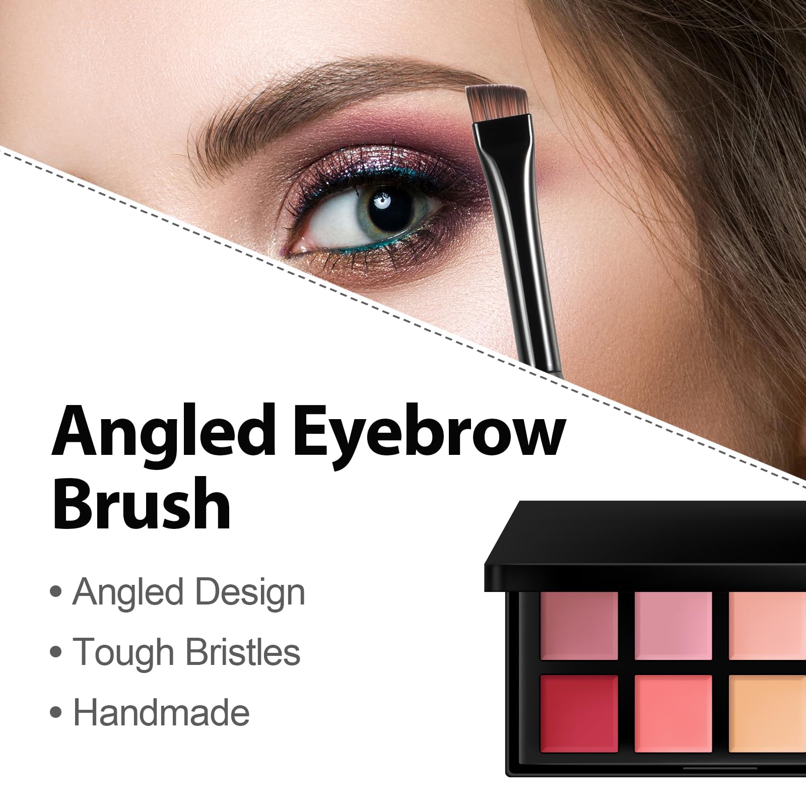 Fine Angled Eyeliner Brush Set - Ultra thin Eye Liner & Eyebrow Brush - Precision Point Eye Brow Makeup Brushes Sets for Smooth