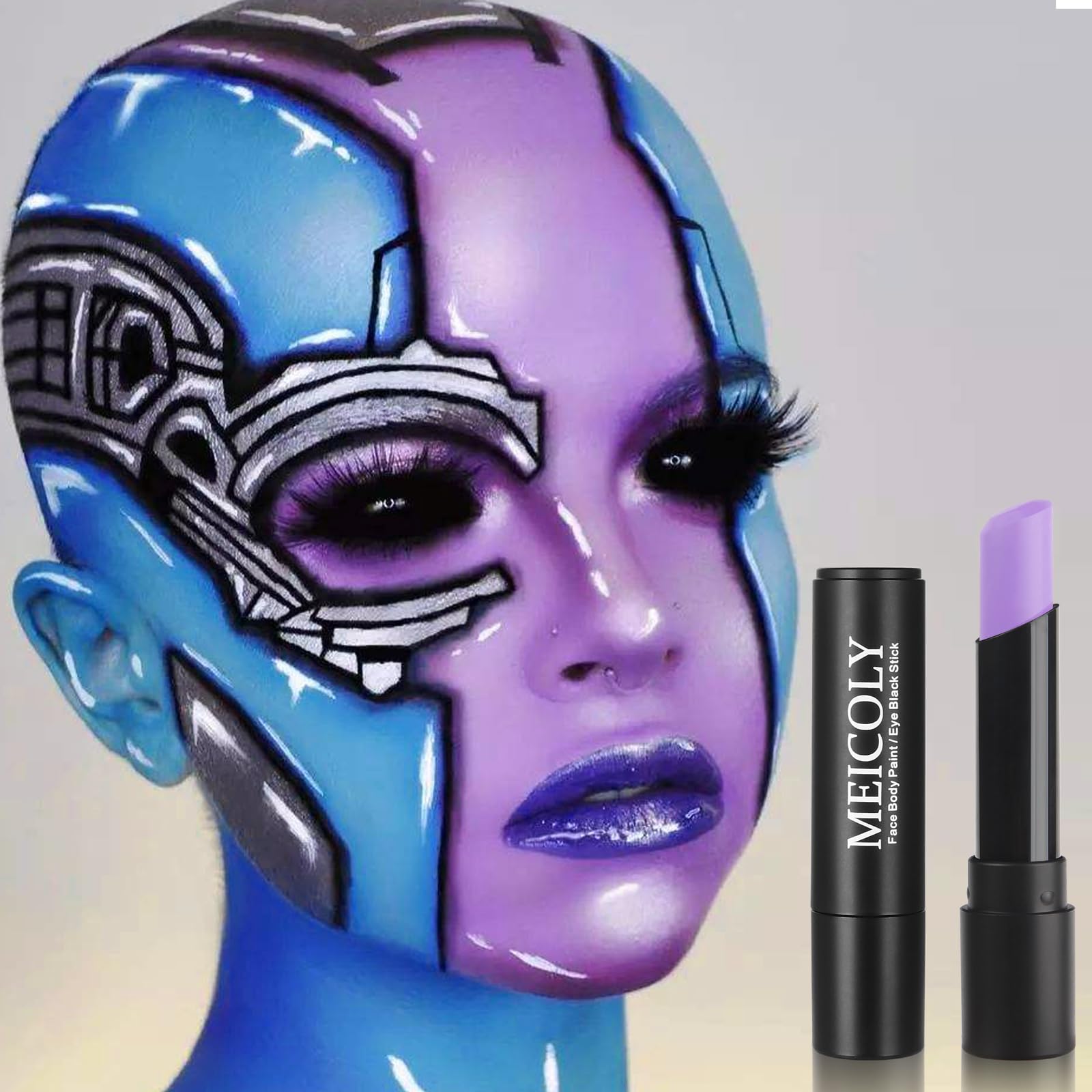 Meicoly Light Purple Face Paint Stick,Cream Lavender Body Paint Stick,Sweatproof Pale Purple Eye Black For Sports Football/Baseb
