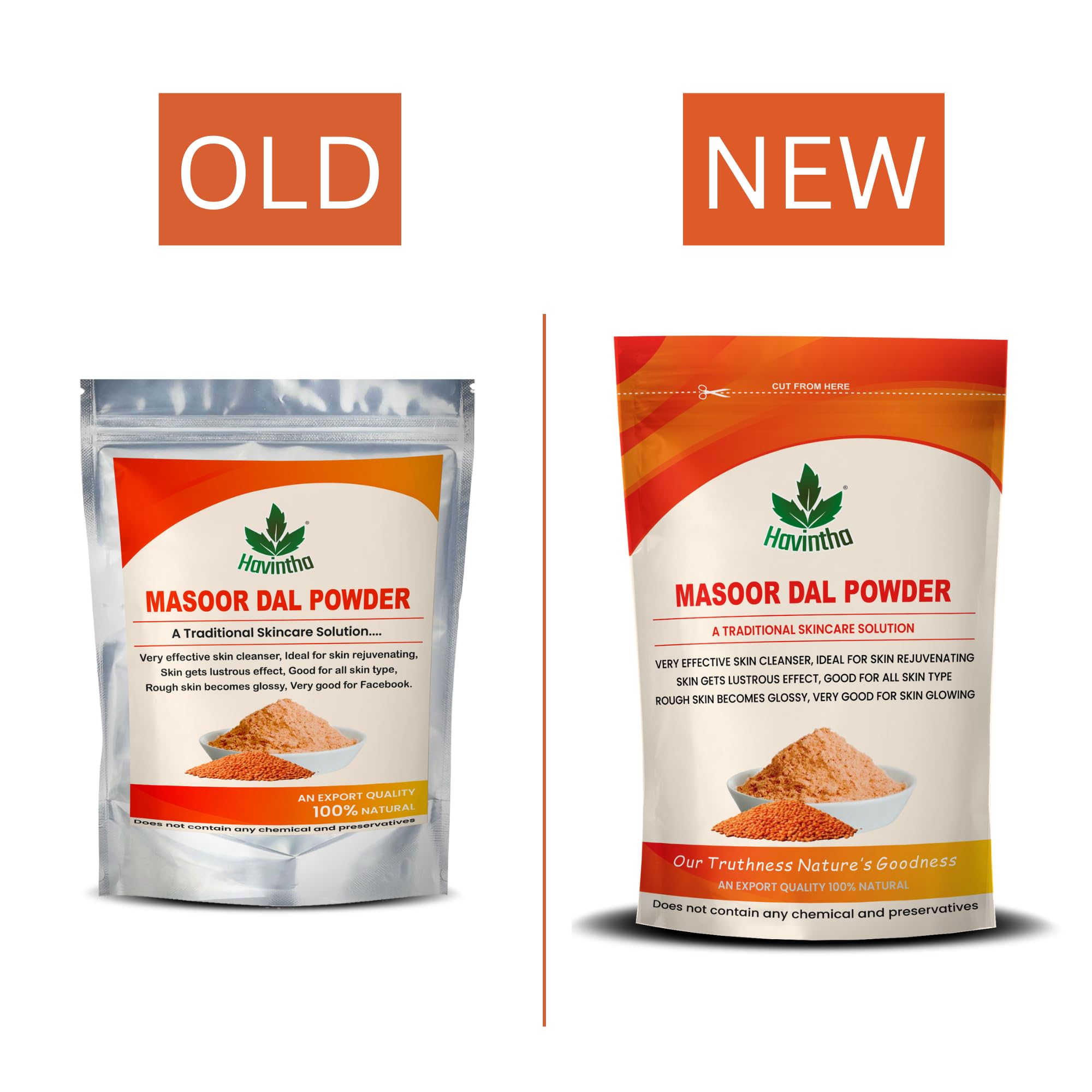 Havintha Masoor Dal Powder Herbal Facewash | Skin Brightener & Cleanser - 227 Grams