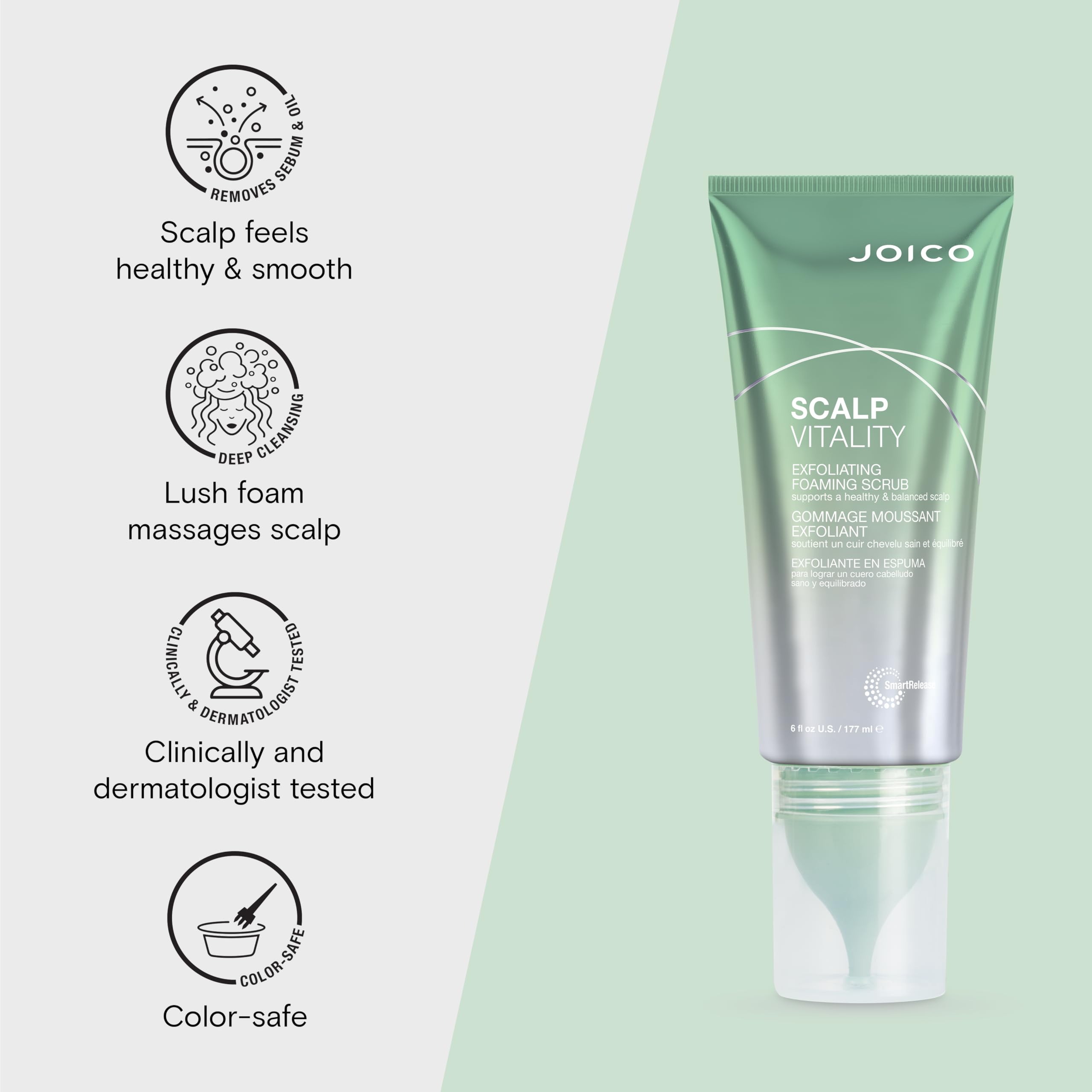 Joico Scalp Vitality Exfoliating Foaming Scrub | Supports A Healthy & Balanced Scalp | For Dry, Oily and Itchy Scalp | Removes E