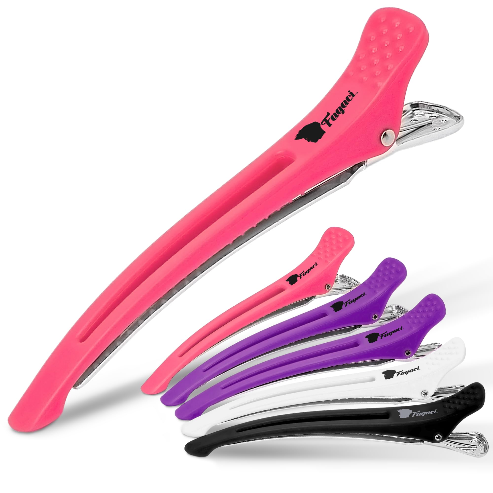 Fagaci Firm Grip Hair Clips With Silicone Band - Durable Duckbill And Alligator Clips For Sectioning, Styling, And Salon Use