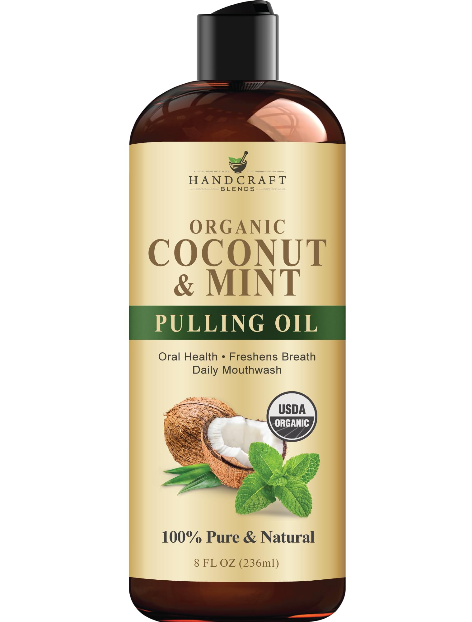 Handcraft Coconut Oil Pulling For Teeth And Gums With Peppermint Oil - Organic Coconut Oil Pulling Oil Mouthwash For Fresh Breat