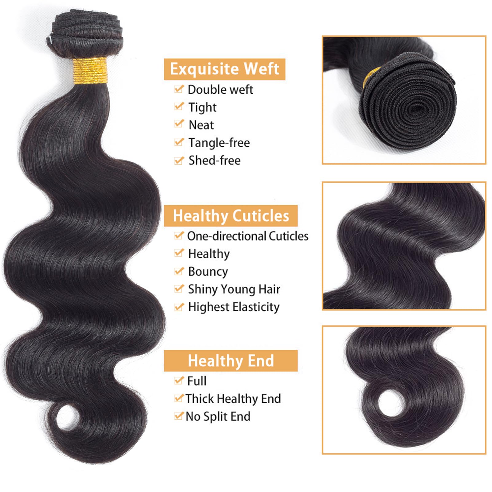 12A Body Wave Bundles Human Hair 100% Unprocessed Brazilian Virgin Hair Body Wave Single Bundles Human Hair Weave 1 Bundles Natu