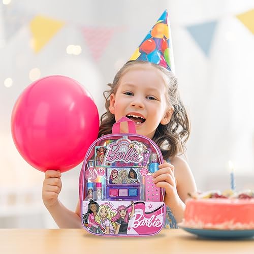 Barbie - Townley Girl Makeup Filled Backpack Set With 12 Pieces, Including Lip Balm, Nail Polish, Nail File, Hair Bows, And Othe
