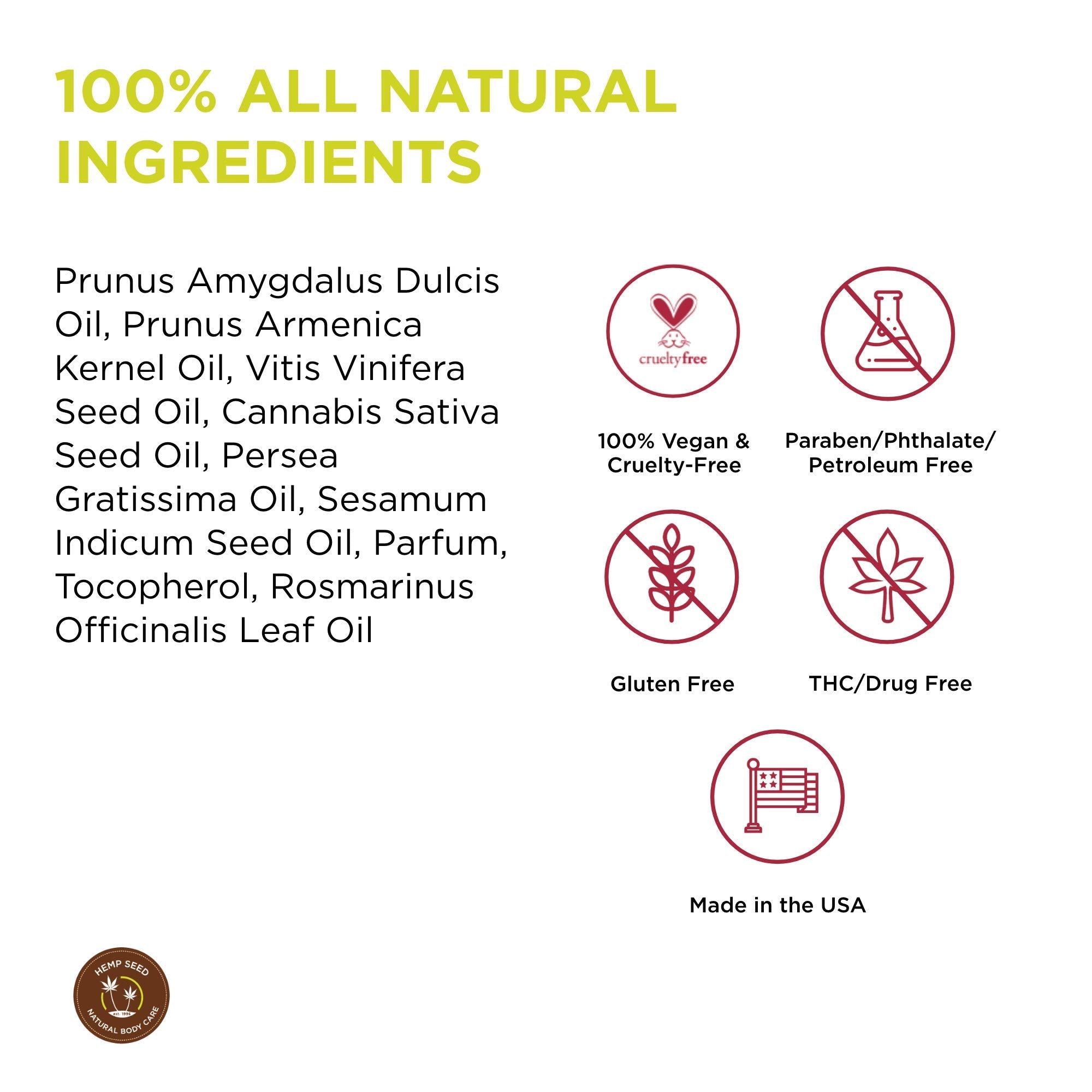 Hemp Seed Massage & Body Oil, Moroccan Nights Scent - 8 fl. oz. - Nourishing, Moisturizing Massage Oil - Hemp Seed, Apricot, Gra