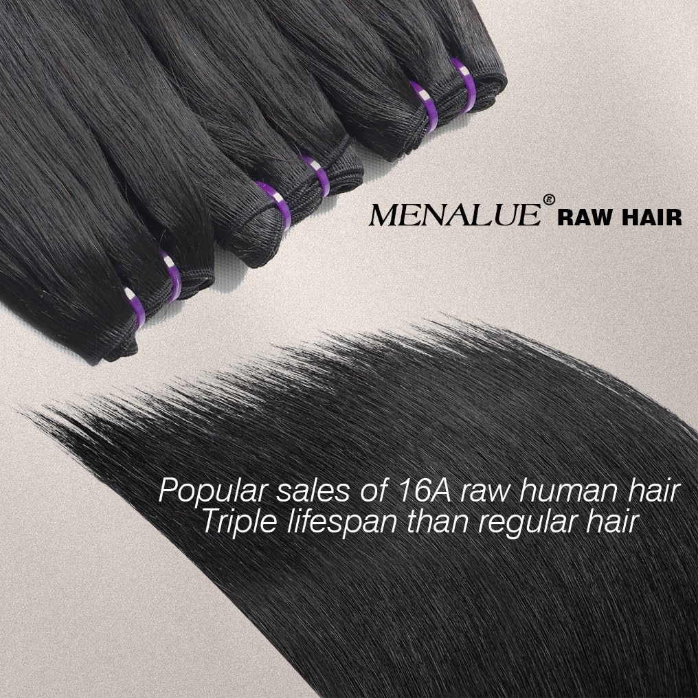 Menalue 16A Human Hair Bundles Straight 3 Bundles Human Hair 26 28 30 Inch 100% Unprocessed Vietnamese Raw Hair Bundles Full And