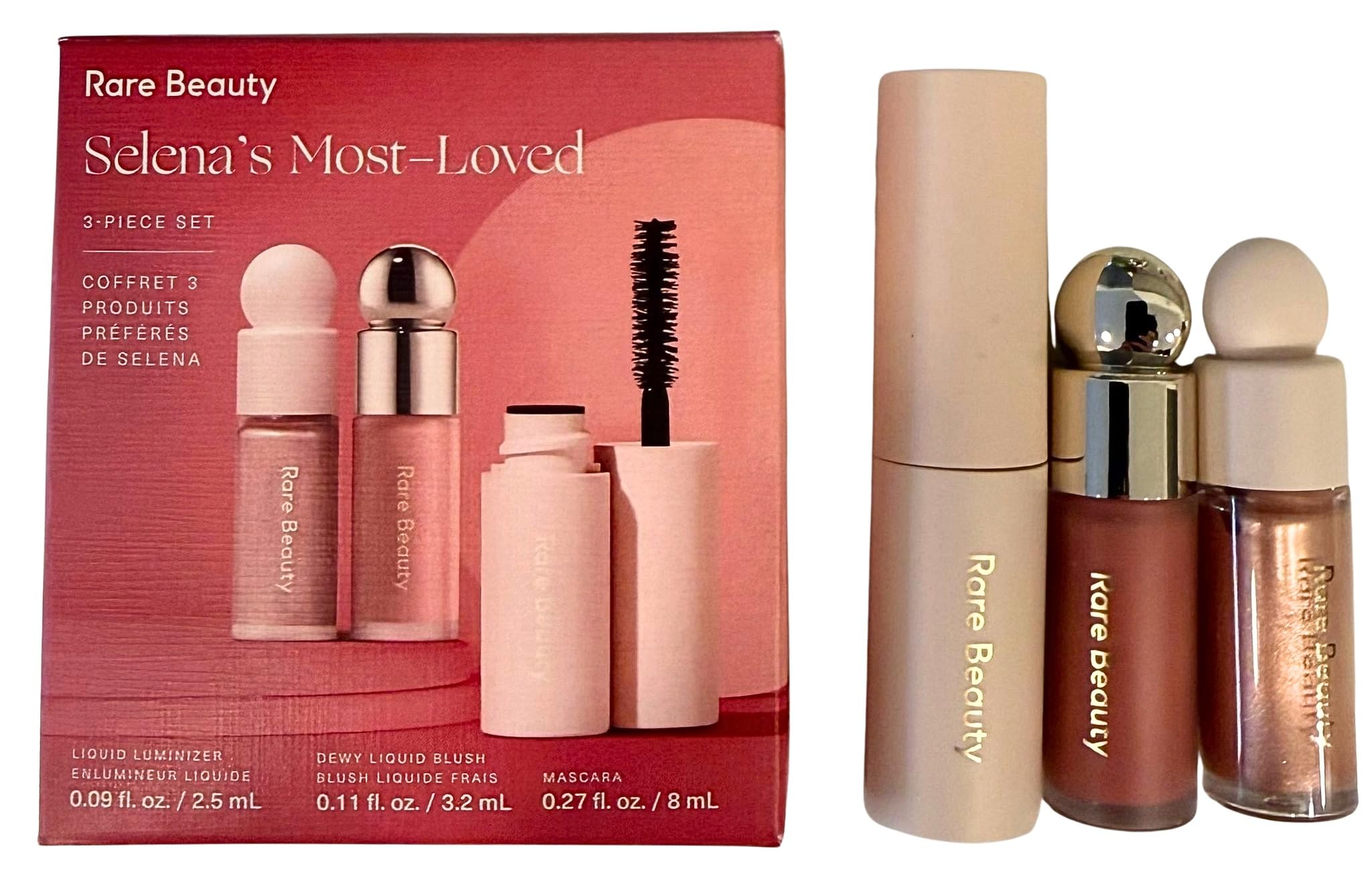 Rare Beauty Selenas Most Loved 3Piece Mini Makeup Set with Blush, Luminizer, and Mascara