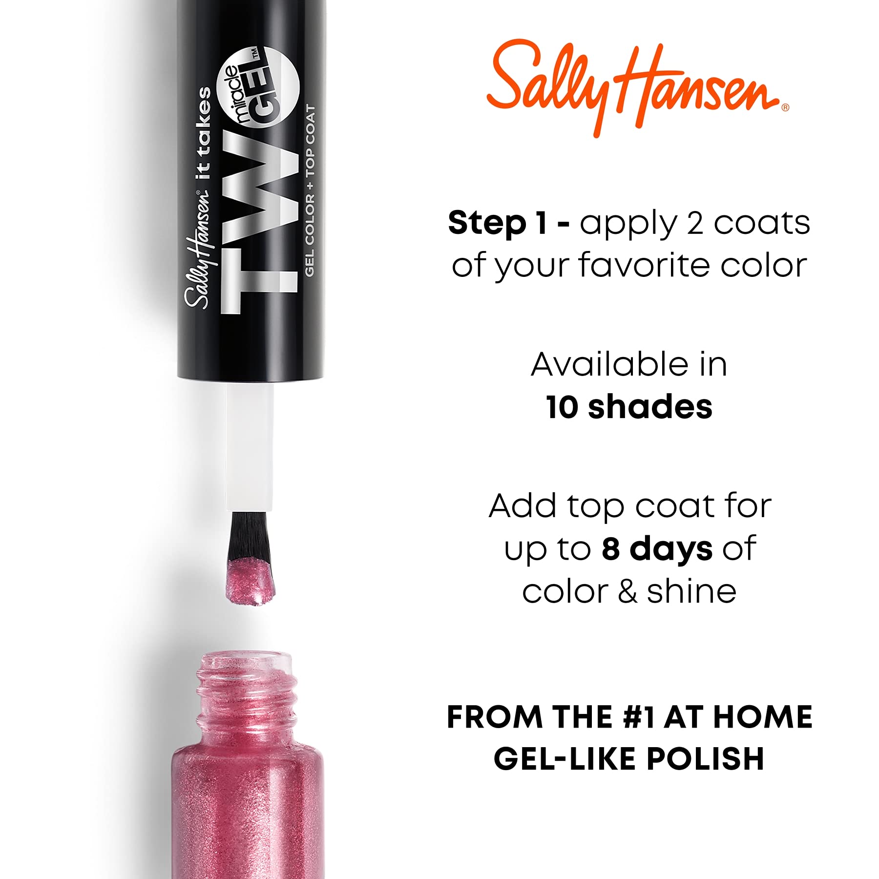 Sally Hansen Miracle Gel It Takes Two Rain Glow, 2 X .12 Fl Oz