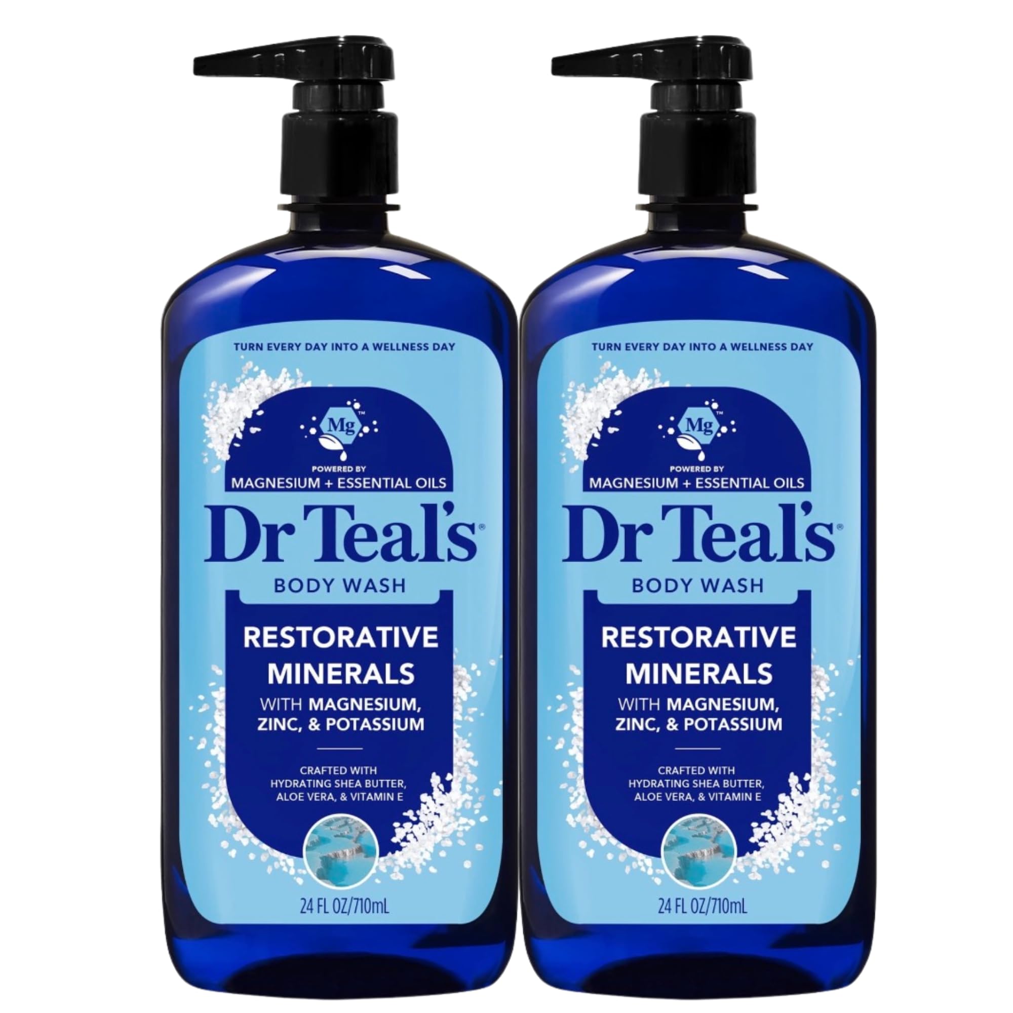 Dr Teals Body Wash, Restorative Minerals with Magnesium, Zinc & Potassium (Body Wash Set of 2)