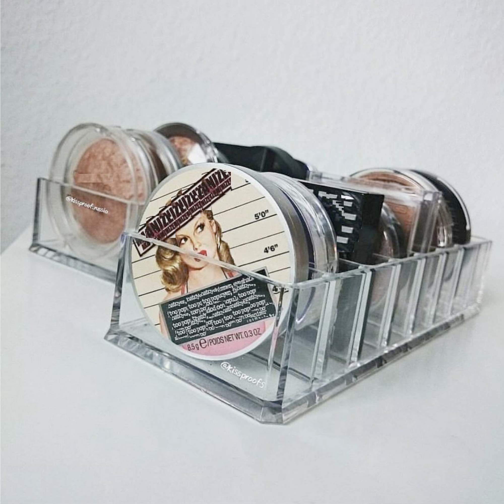 Byalegory Acrylic (Bronzer, Highlighter, Powder, Blush) Compact Makeup Organizer | 8 Space Cosmetic Storage (Clear)