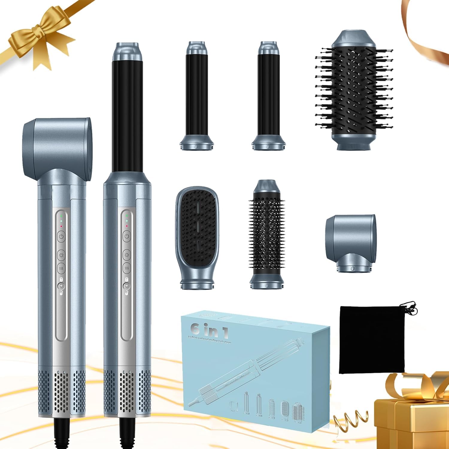Hair Dryer Brush, Blow Dryer Brush with Attachments,110000 RPM Curly Twist 6 in 1 Air Style, Professional Ionic Hair Styling Too