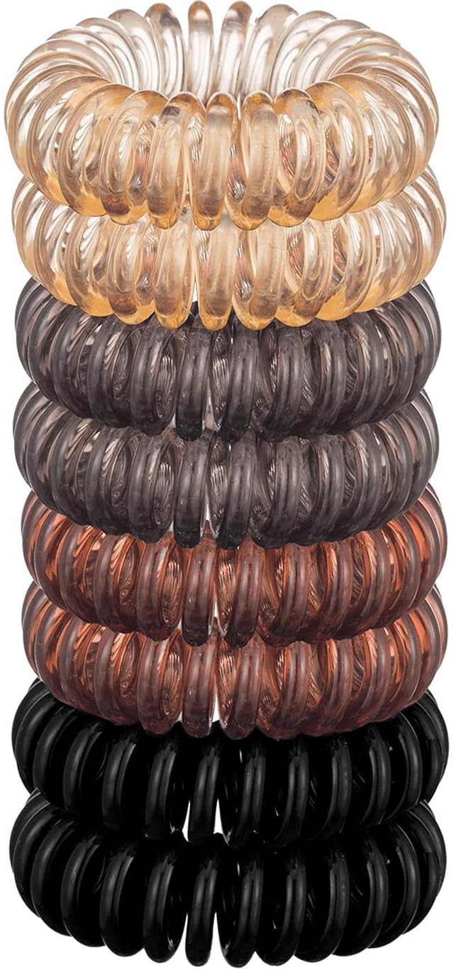 Lyrovo 8Pcs Spiral Hair Ties For Women  Creaseless And DentFree Coil Hair Ties No Damage, Phone Cord Coils | Made Of Flexible 
