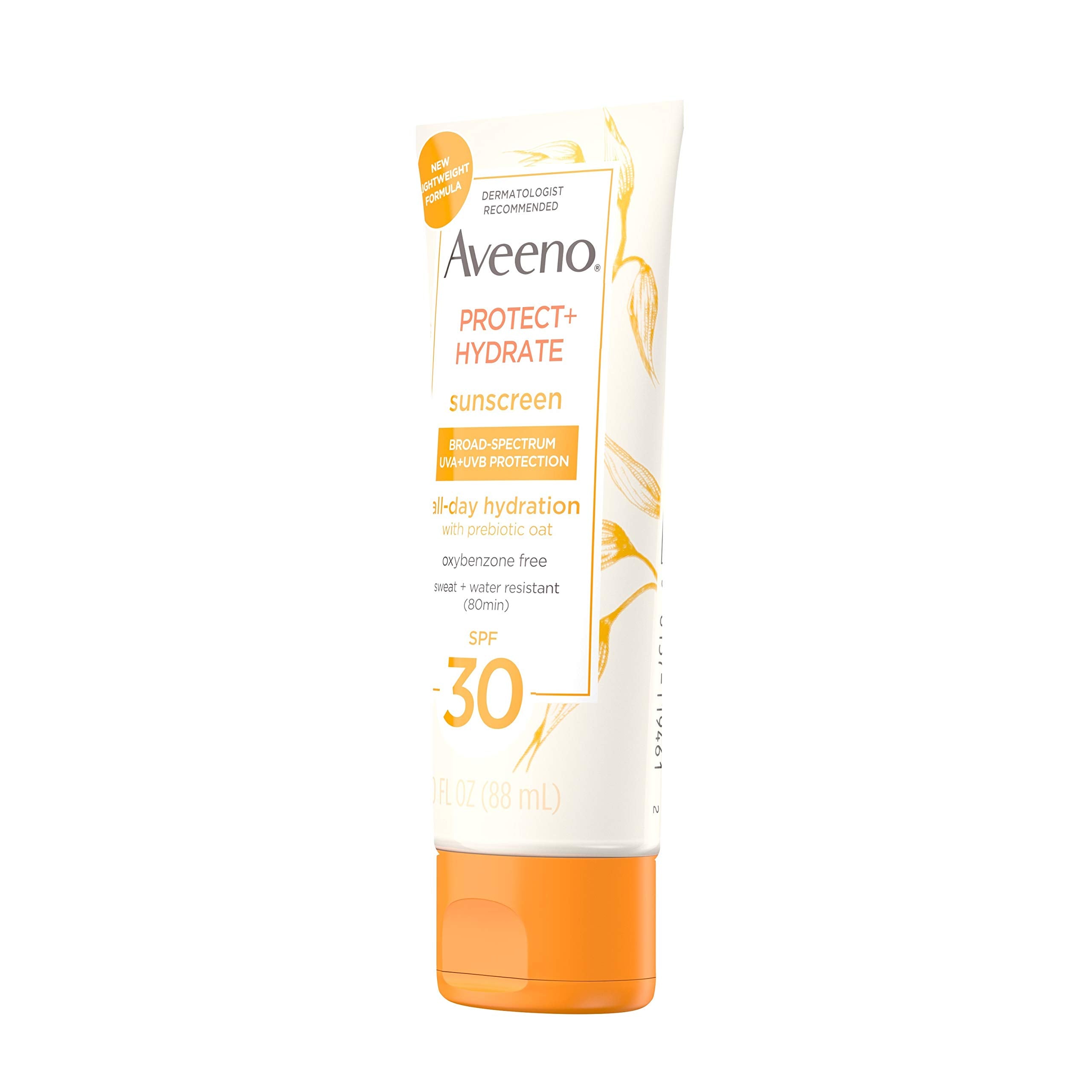 Aveeno Protect + Hydrate Moisturizing Body Sunscreen Lotion With Broad Spectrum Spf 30 & Prebiotic Oat, Weightless & Refreshing