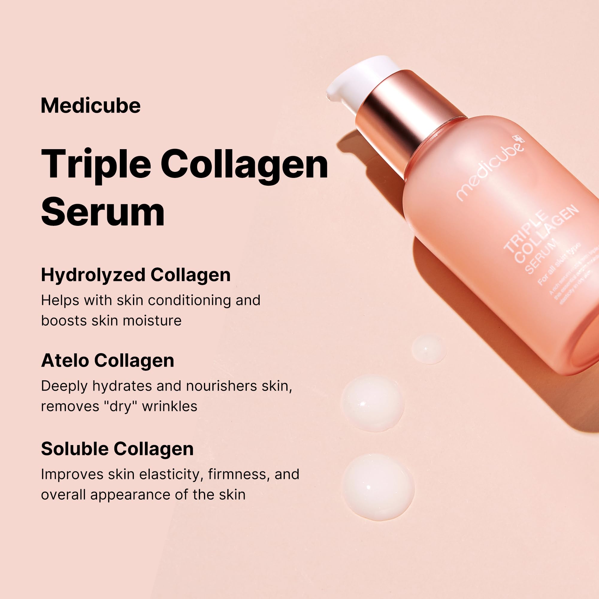 Medicube Triple Collagen Serum 1.85 Fl.Oz - Nourish Dull Skin With Triple Collagen Complex - A Lightweight Serum With Niacinamid