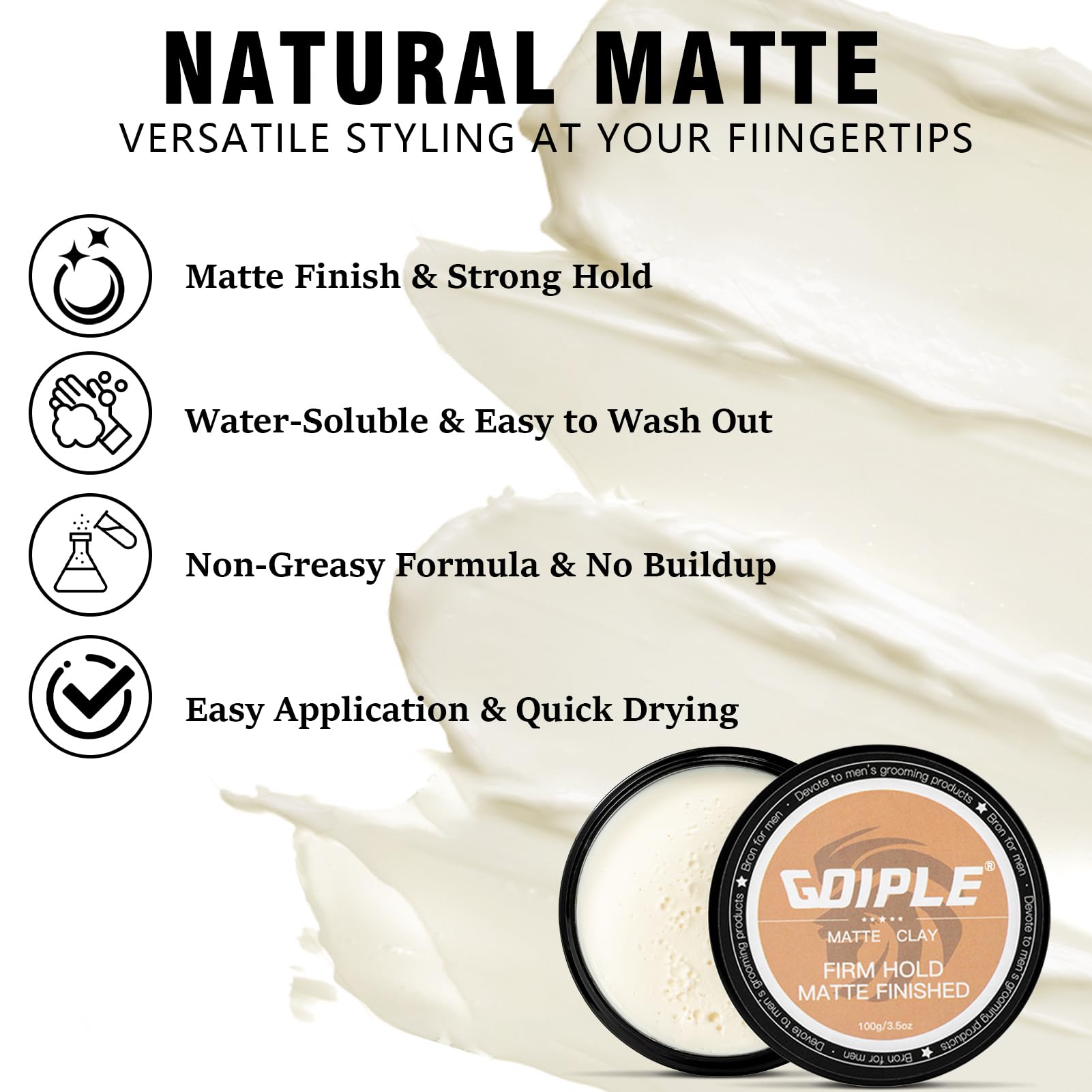 Hair Styling Clay For Men Firm Hold - Matte Finish Hair Clay Hair Paste Water Based Matte Texture Pomade Mens Hair Products - Ha