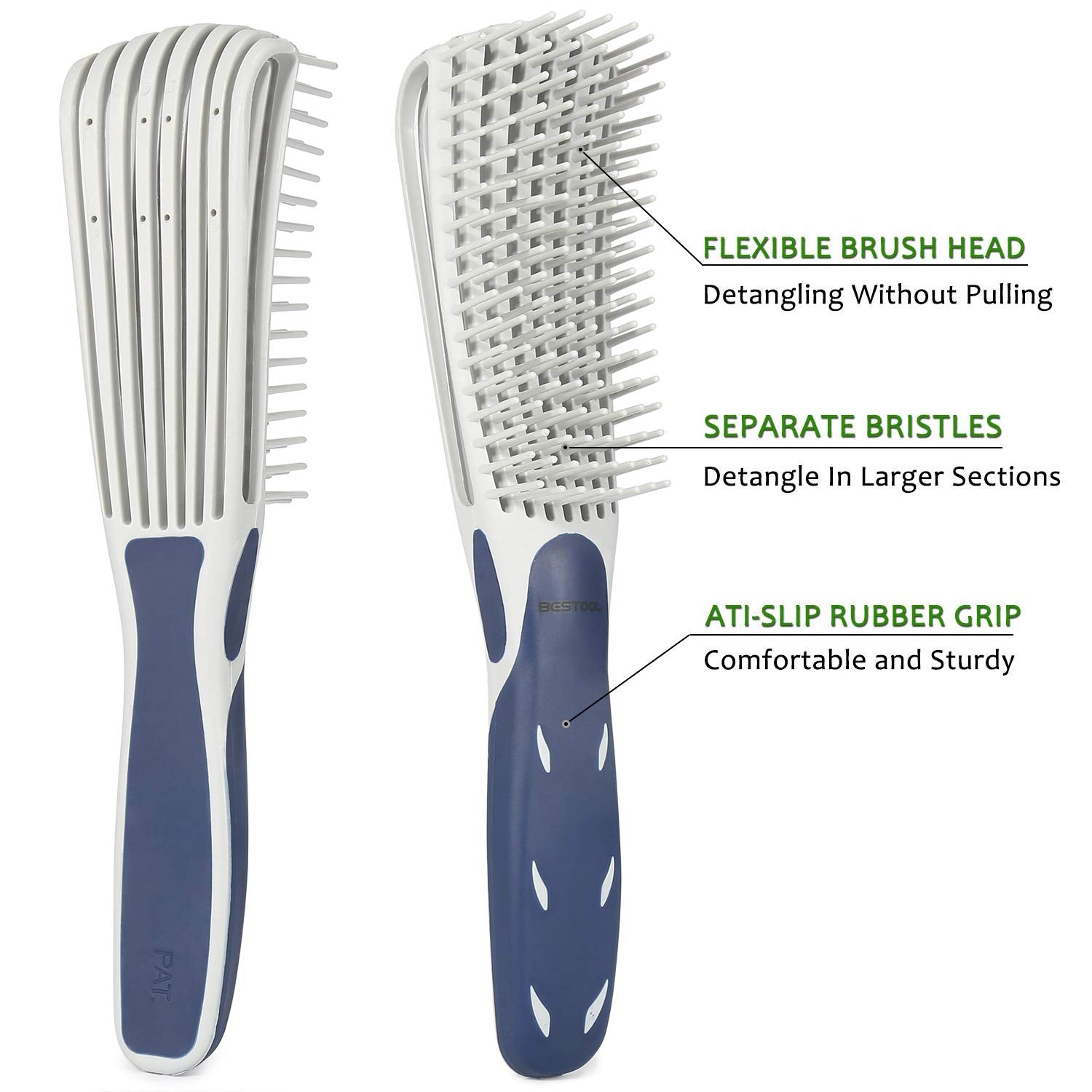 BESTOOL Detangling Brush for Curly Hair, Detangler Brush for Natural Black Hair Curly Hair Afro 3/4abc Texture, Faster n Easier